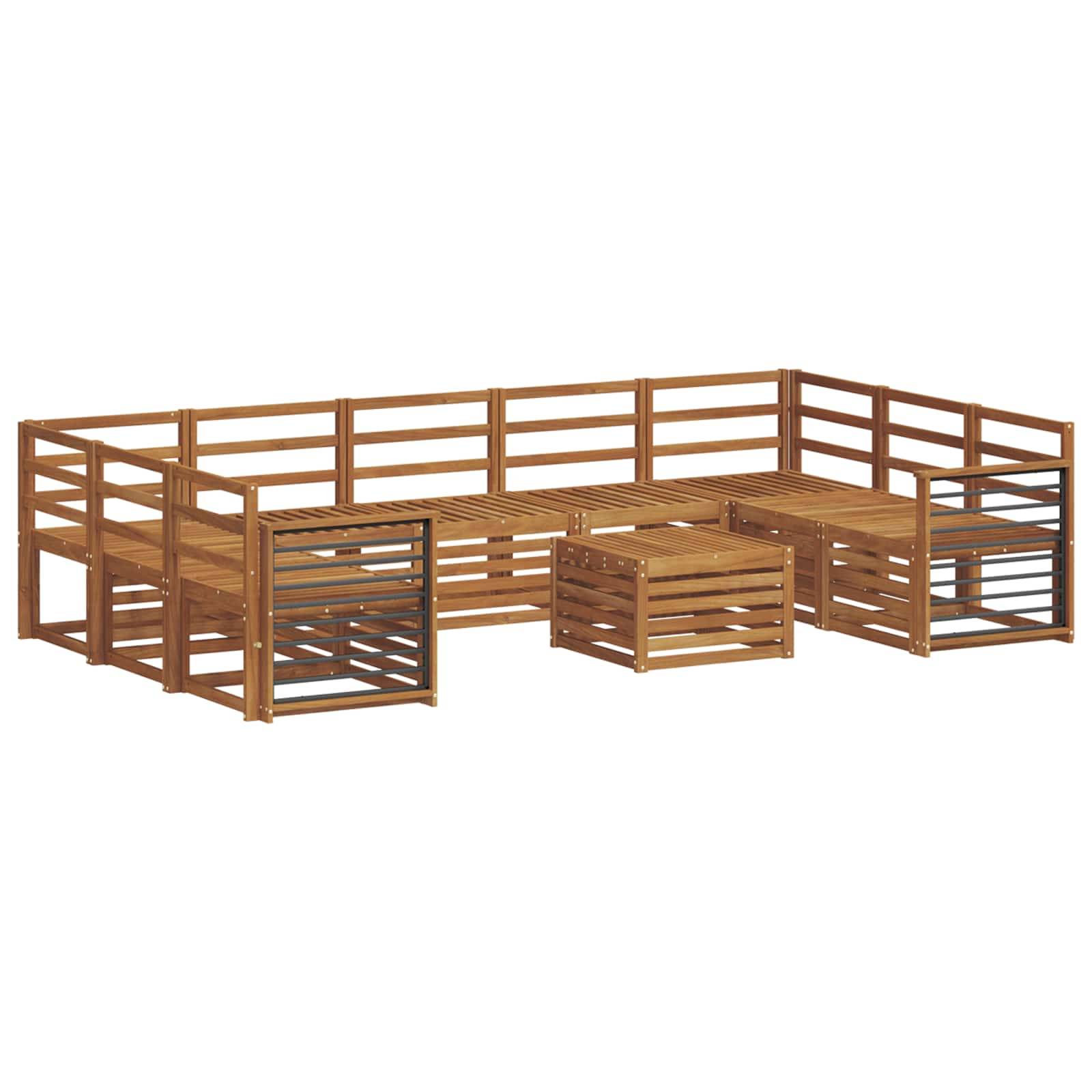 vidaXL Sofagarnituren 10 pcs Natur Massivholz Akazie