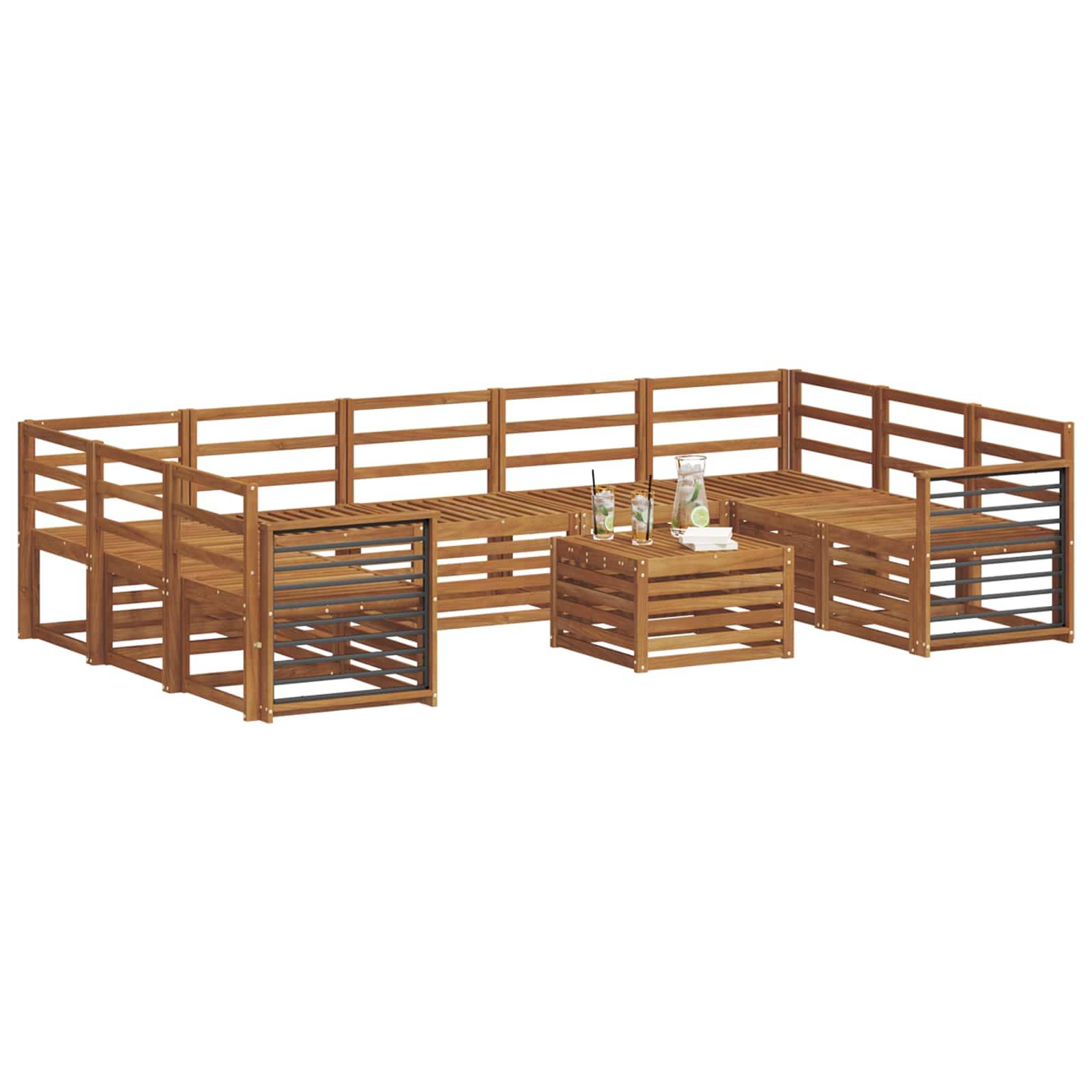 vidaXL Sofagarnituren 10 pcs Natur Massivholz Akazie