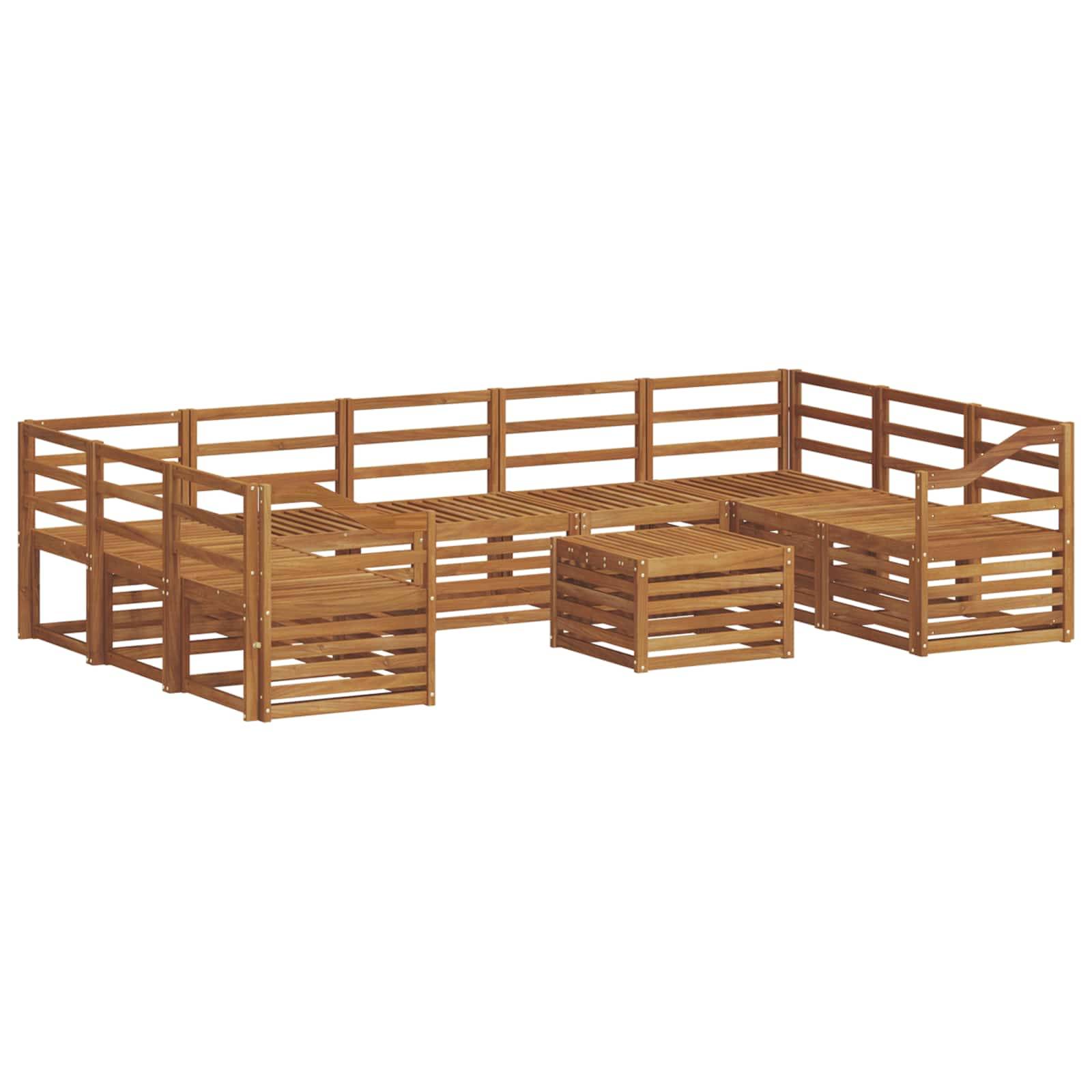 vidaXL Sofagarnituren 10 pcs Natur Massivholz Akazie