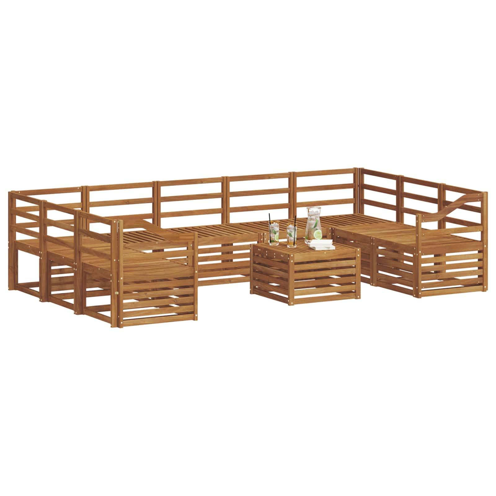 vidaXL Sofagarnituren 10 pcs Natur Massivholz Akazie