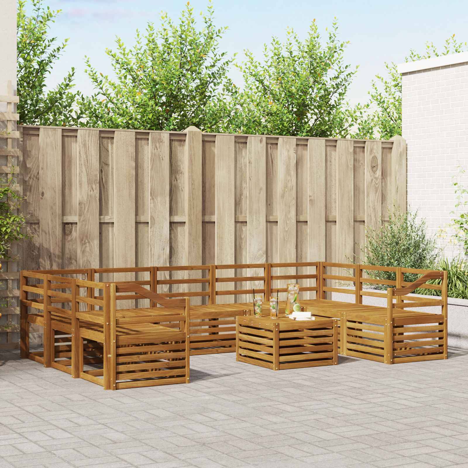 vidaXL Sofagarnituren 10 pcs Natur Massivholz Akazie