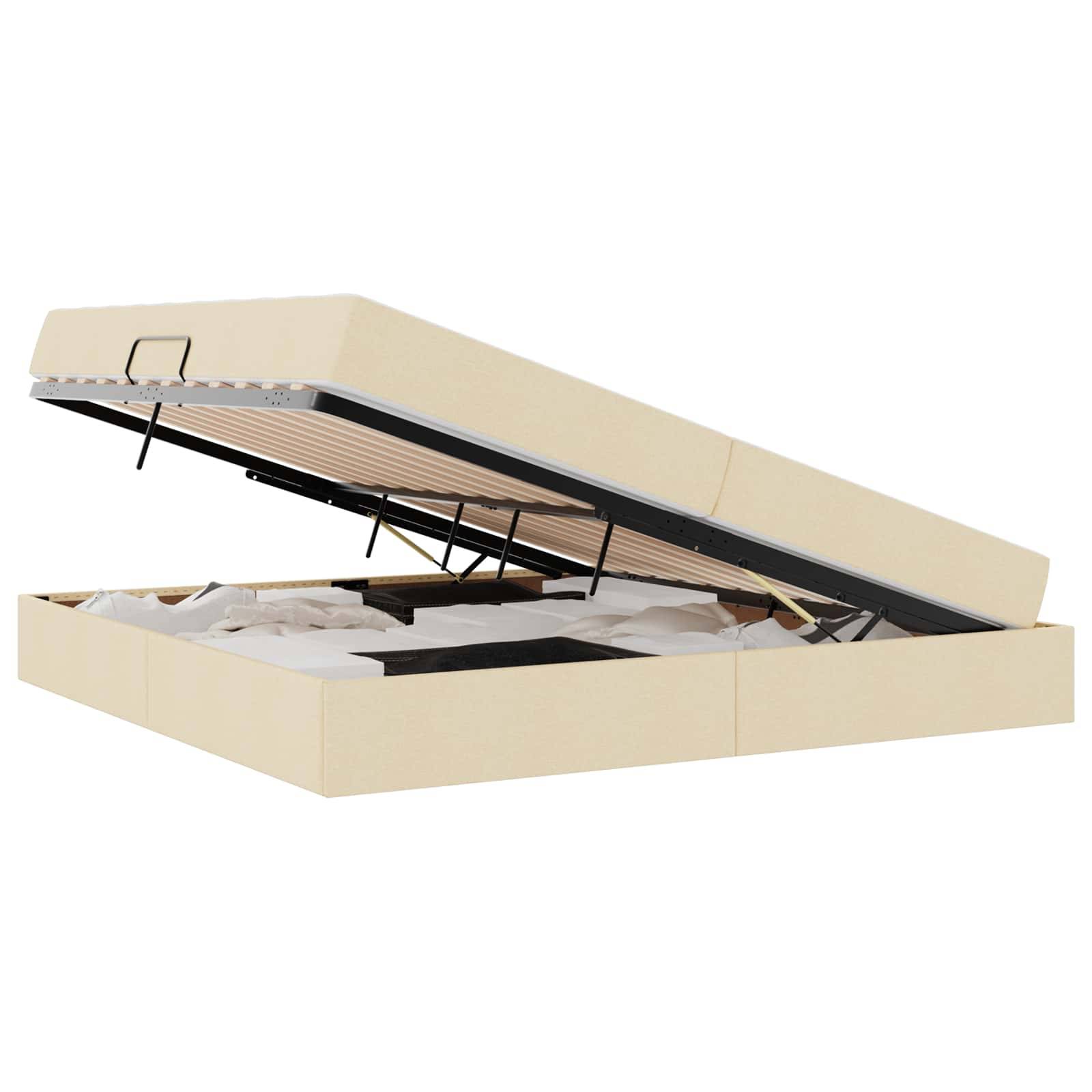 vidaXL Aufbewahrungsbett mit Matratze Creme 200 x 200 cm Polyester