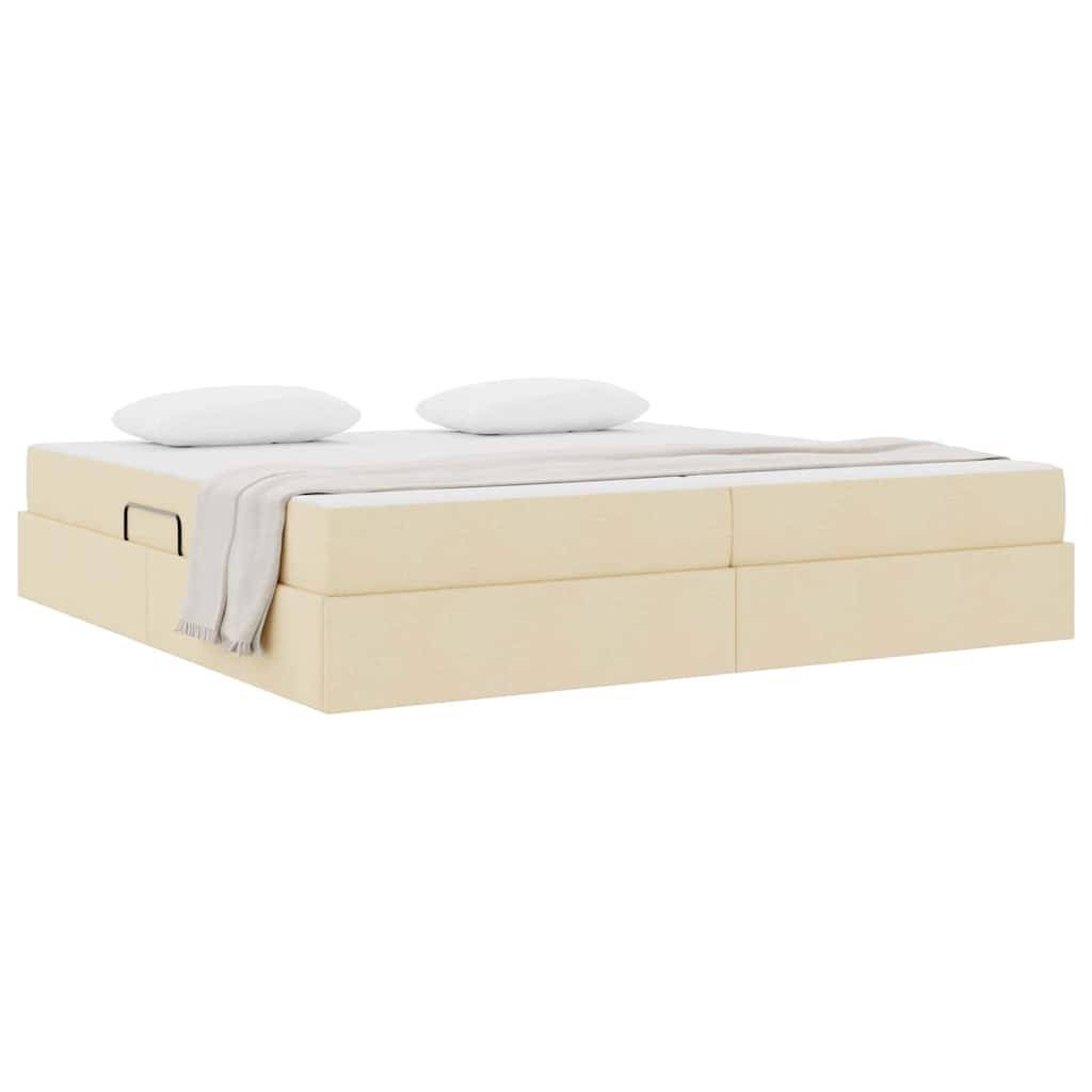 vidaXL Aufbewahrungsbett mit Matratze Creme 200 x 200 cm Polyester