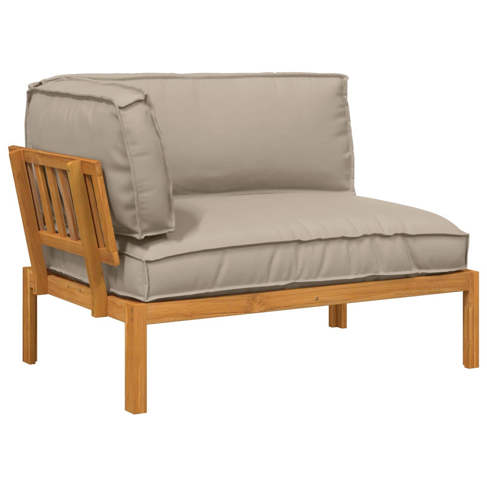 vidaXL Sofa Set mit Kissen Taupe 133 x 92 x 69 cm Massivholz Akazie