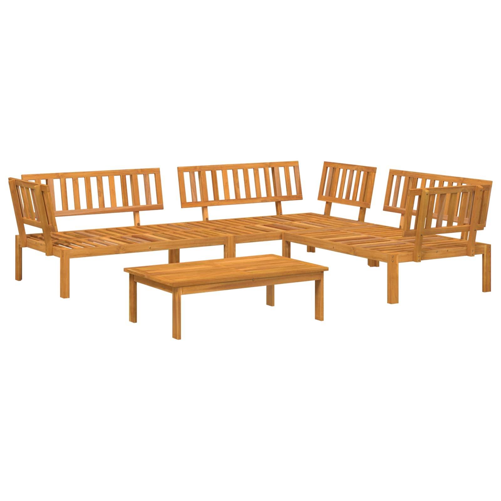 vidaXL Sofa Set mit Kissen Uni 4 pcs Anthrazit Massivholz Akazie