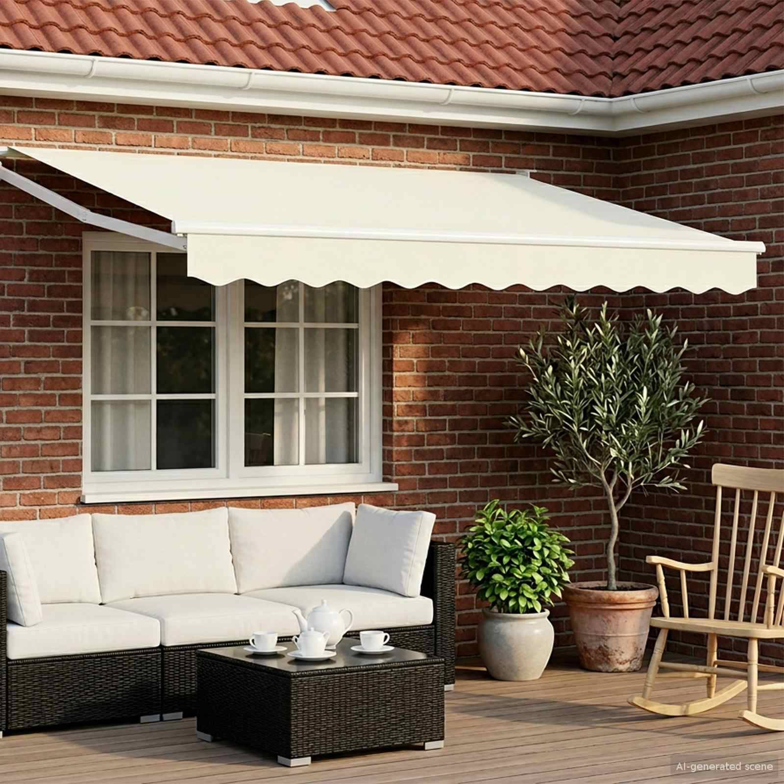 vidaXL Elektrische ausziehbare Markise Creme und Weiß 3,5 x 2 m