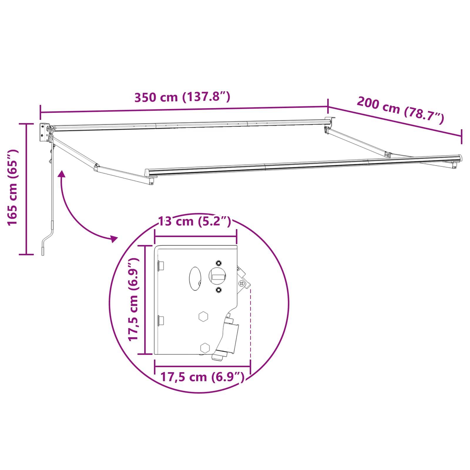 vidaXL Elektrische ausziehbare Markise Anthrazit 3,5 x 2 m