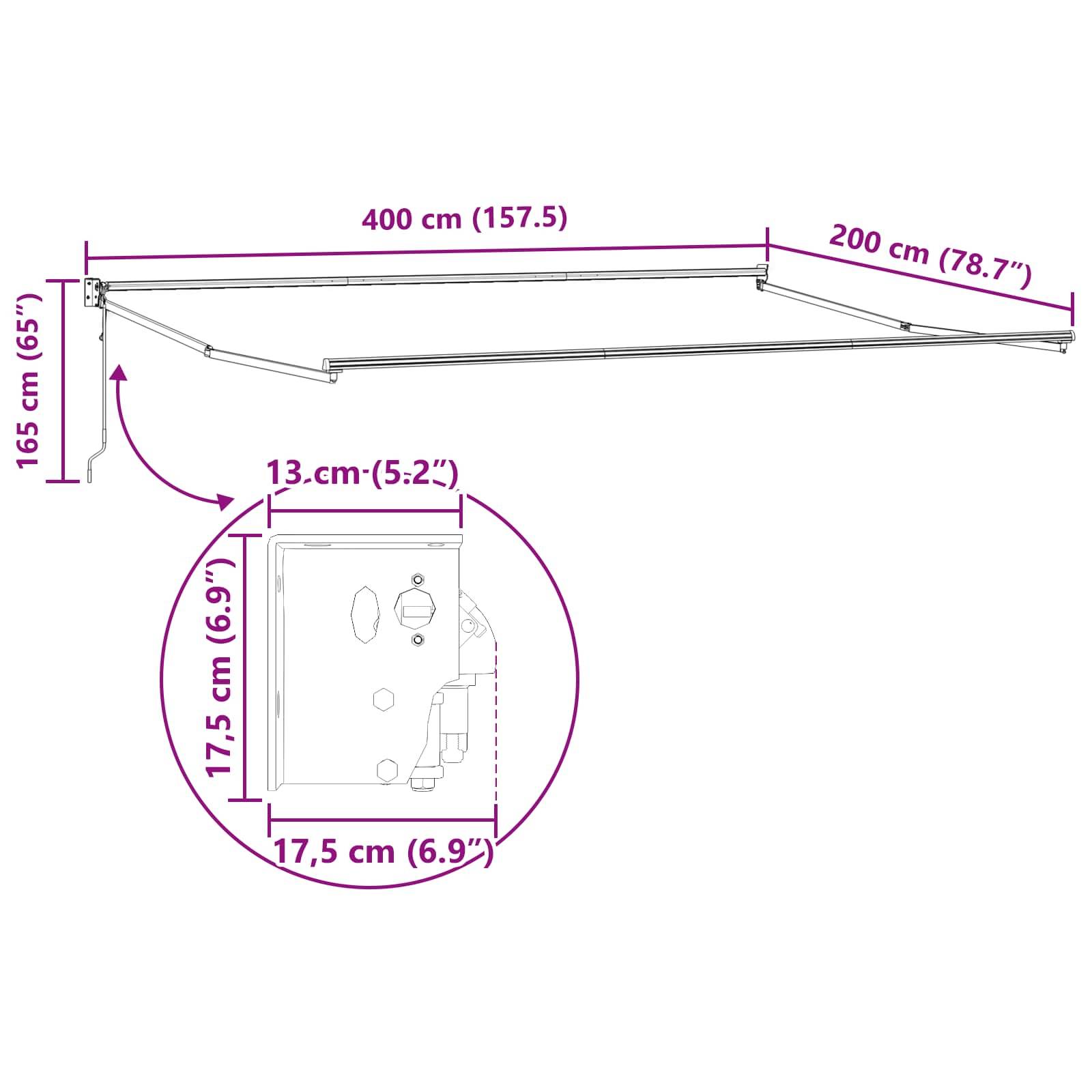 vidaXL Elektrische ausziehbare Markise Beige 4 x 2 m
