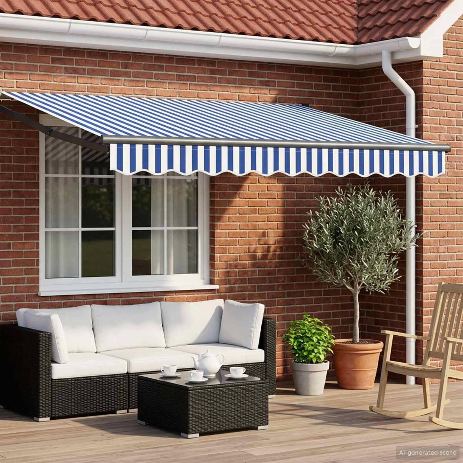 vidaXL Elektrische ausziehbare Markise Blau, Weiß, Anthrazit 3,5 x 2 m