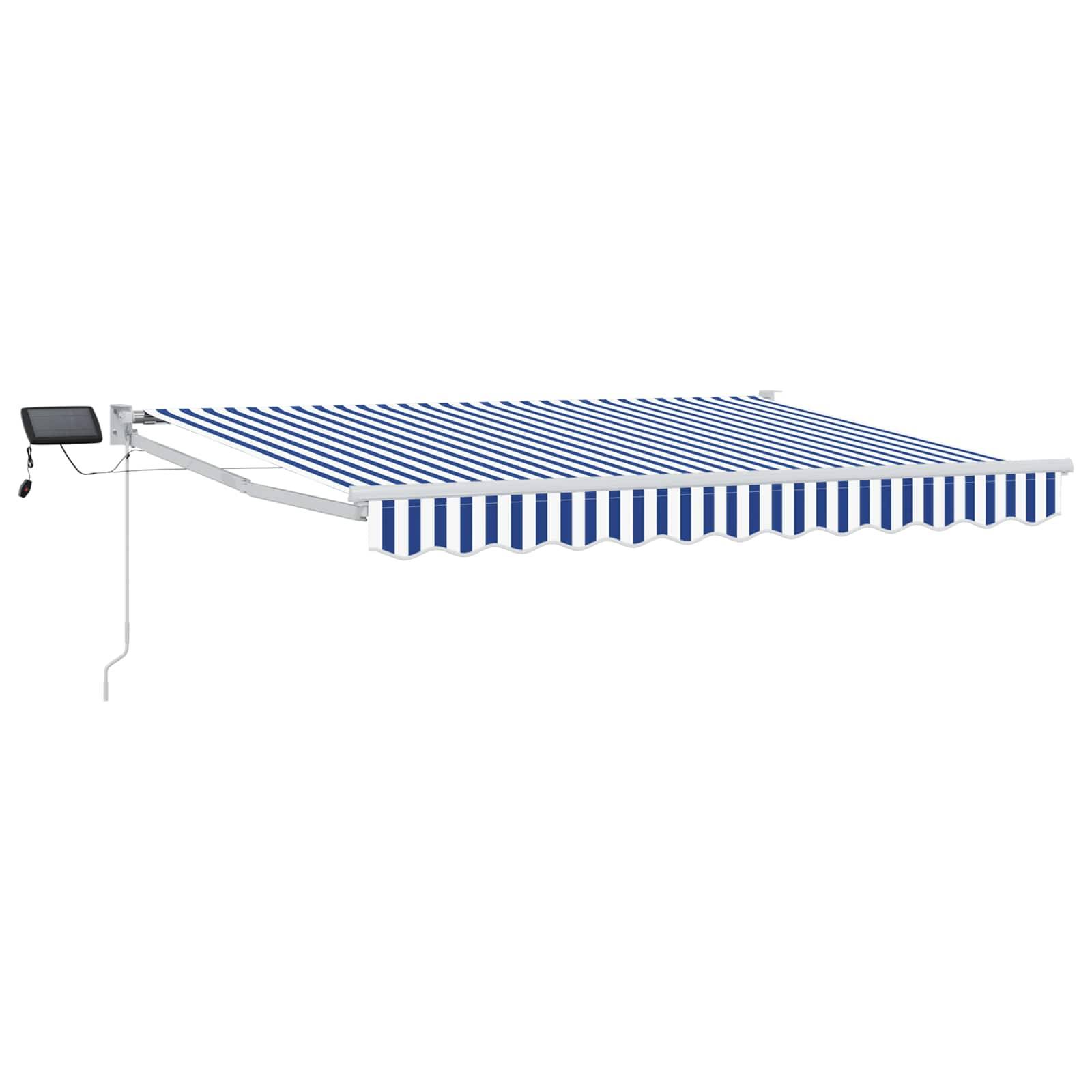 vidaXL Manuelle Gelenkarmmarkise mit LEDs Blau und Weiß 3,5 x 2 m