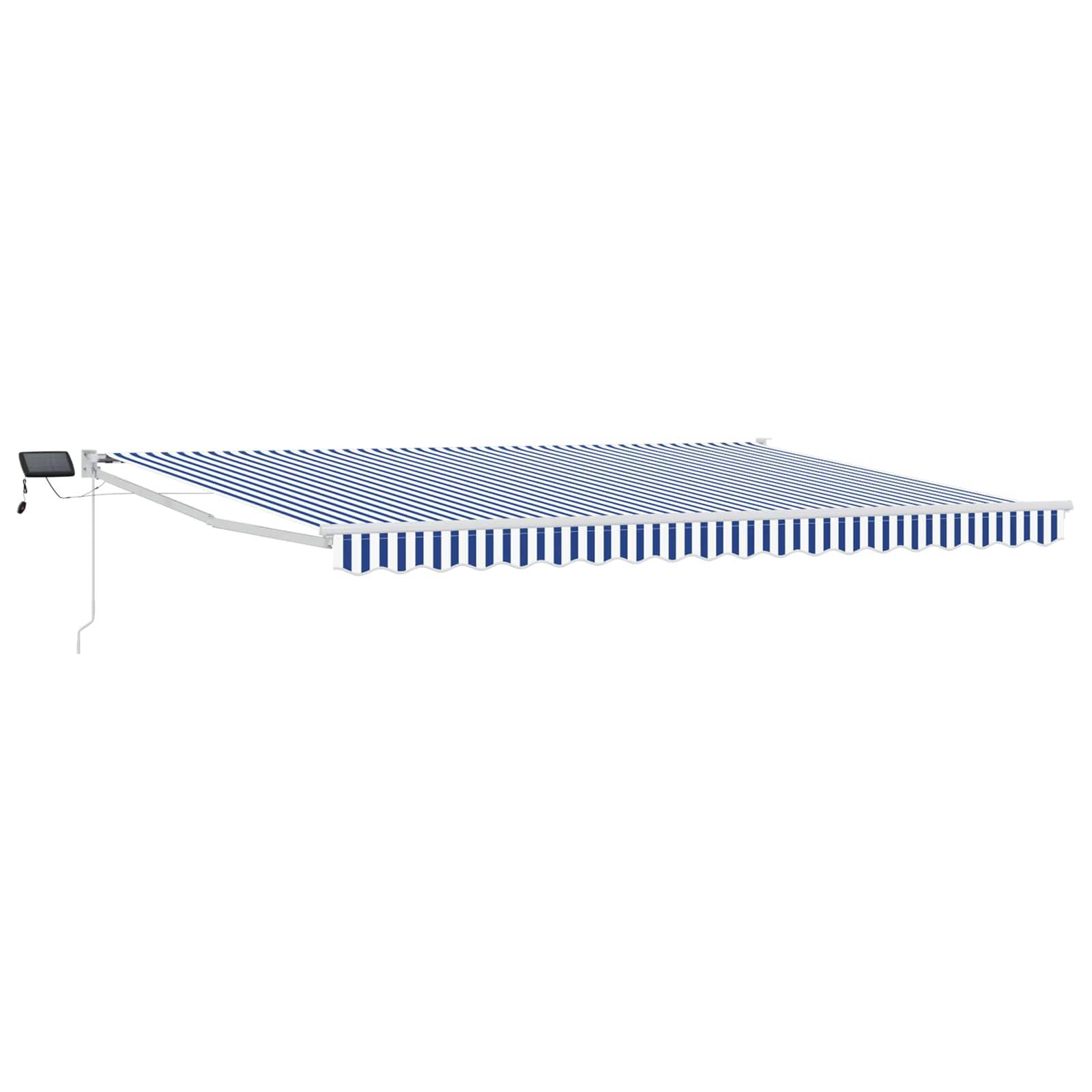 vidaXL Manuelle Gelenkarmmarkise mit LEDs Blau und Weiß 4 x 3 m