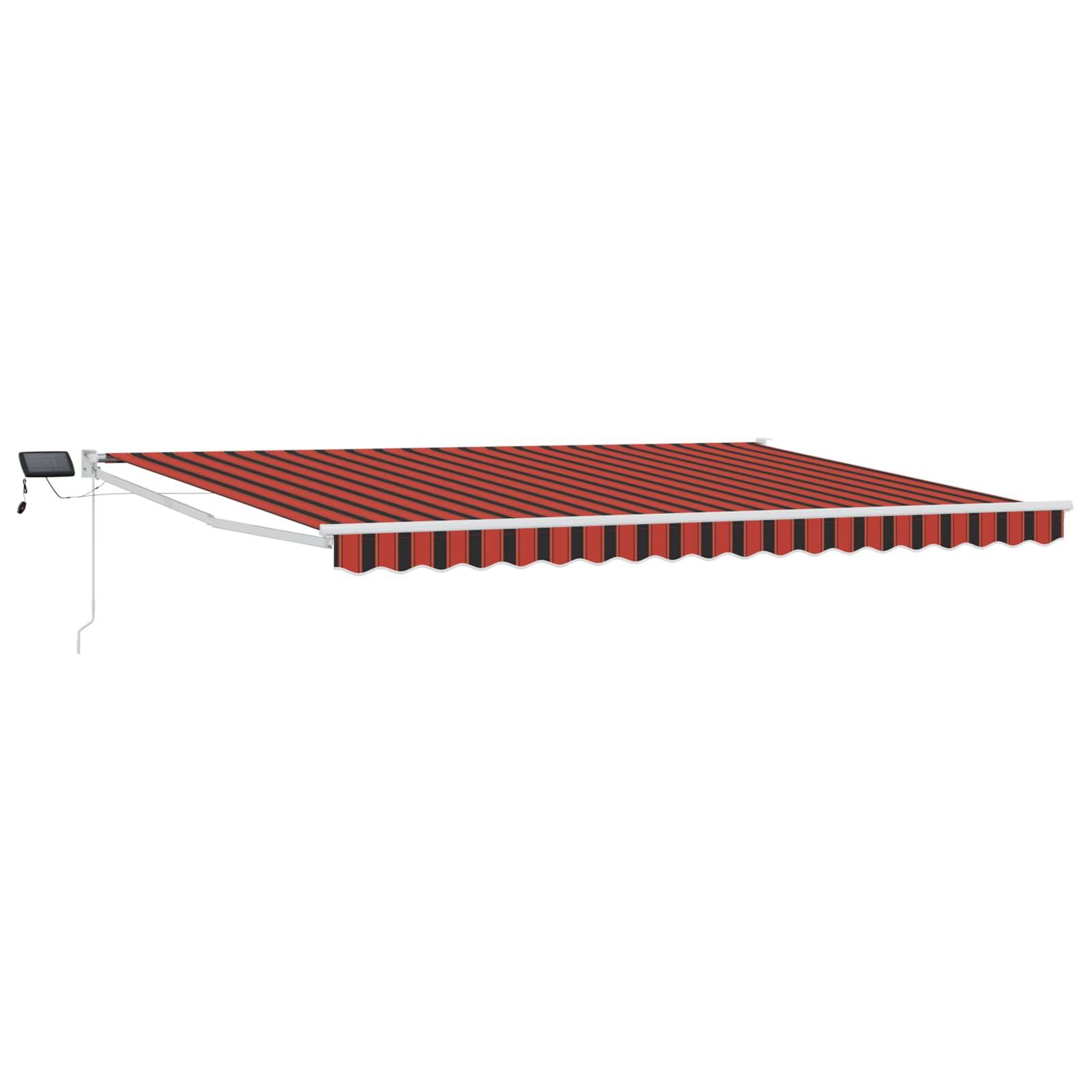 vidaXL Manuelle Gelenkarmmarkise mit LEDs Orange und Braun 5 x 3 m