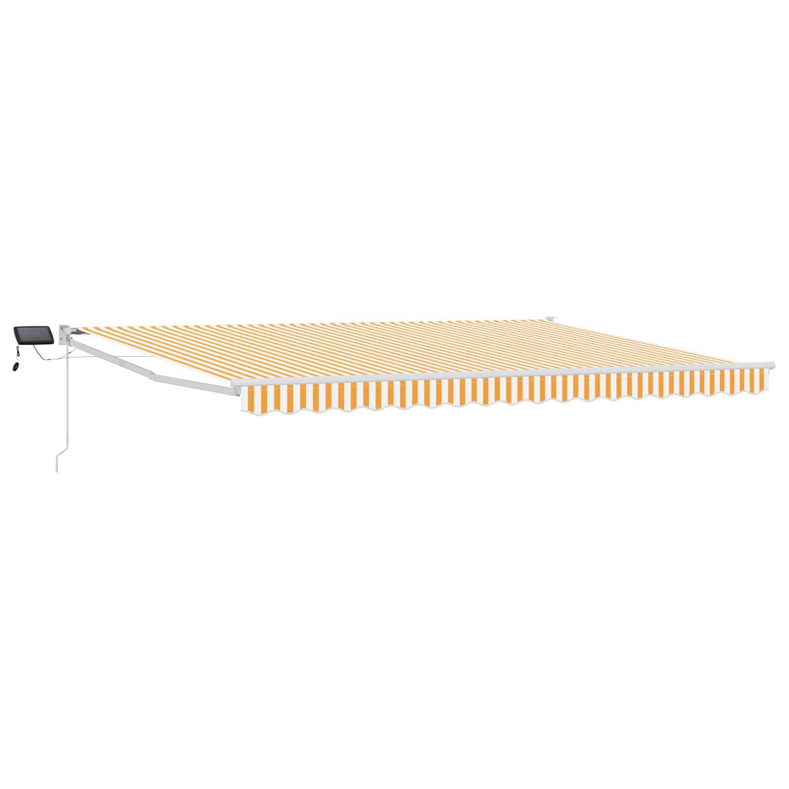 vidaXL Manuelle Gelenkarmmarkise mit LEDs Orange und Weiß 4,5 × 3 m