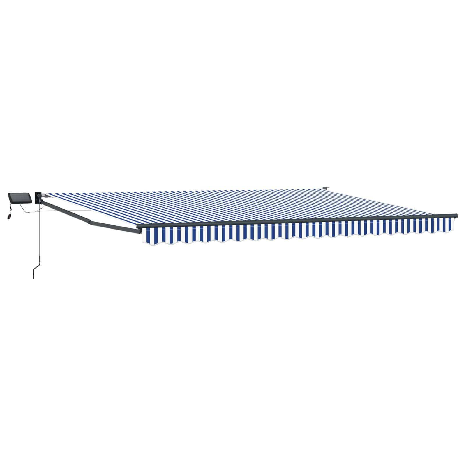 vidaXL Manuelle Gelenkarmmarkise mit LEDs Blau und Weiß 4 x 3 m