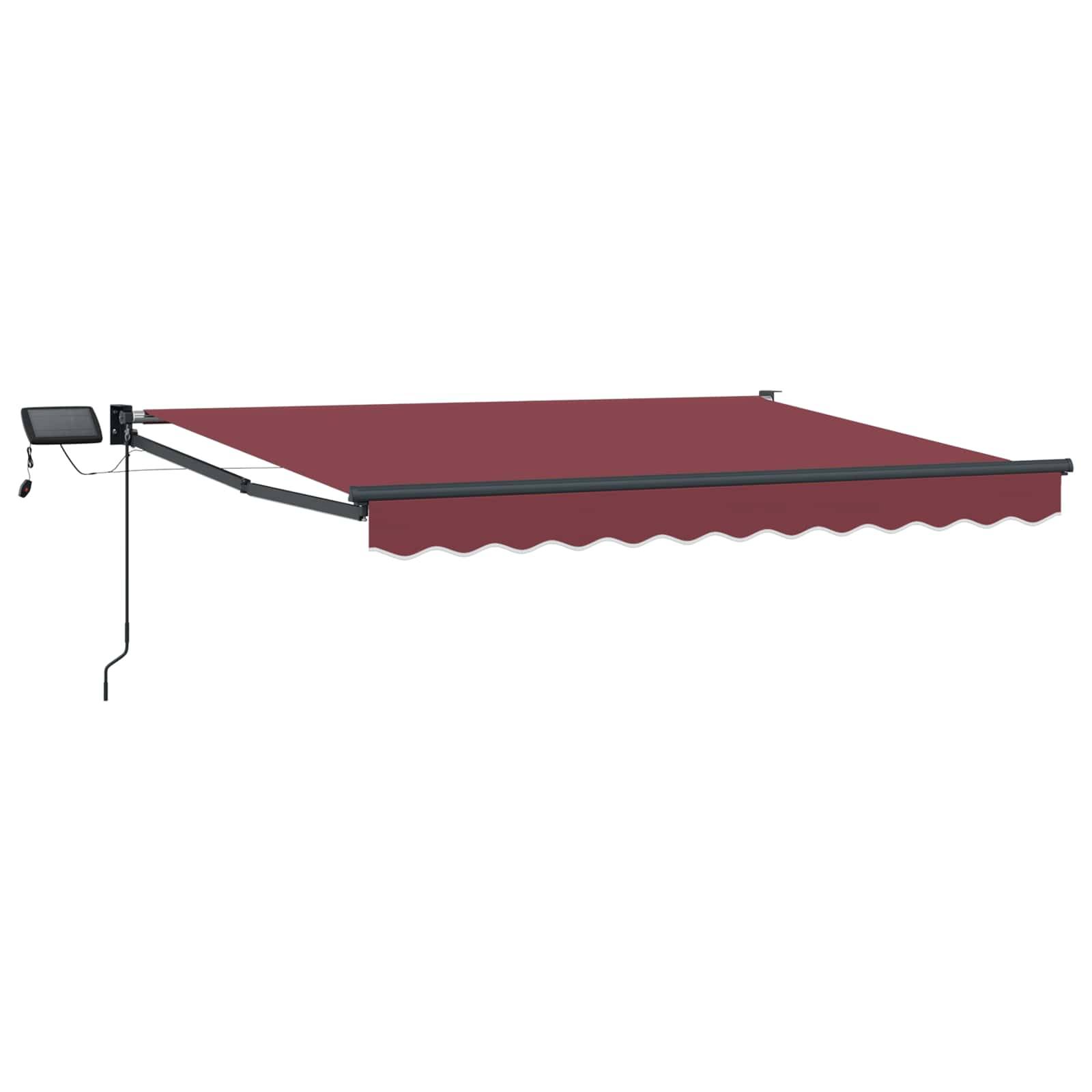 vidaXL Manuelle Gelenkarmmarkise mit LEDs Bordeauxrot 3,5 x 2,5 m