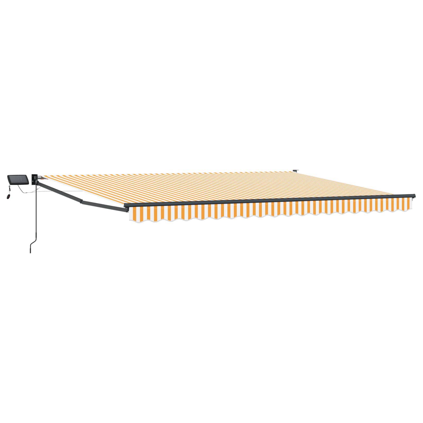 vidaXL Manuelle Gelenkarmmarkise mit LEDs Orange und Weiß 4,5 × 3 m