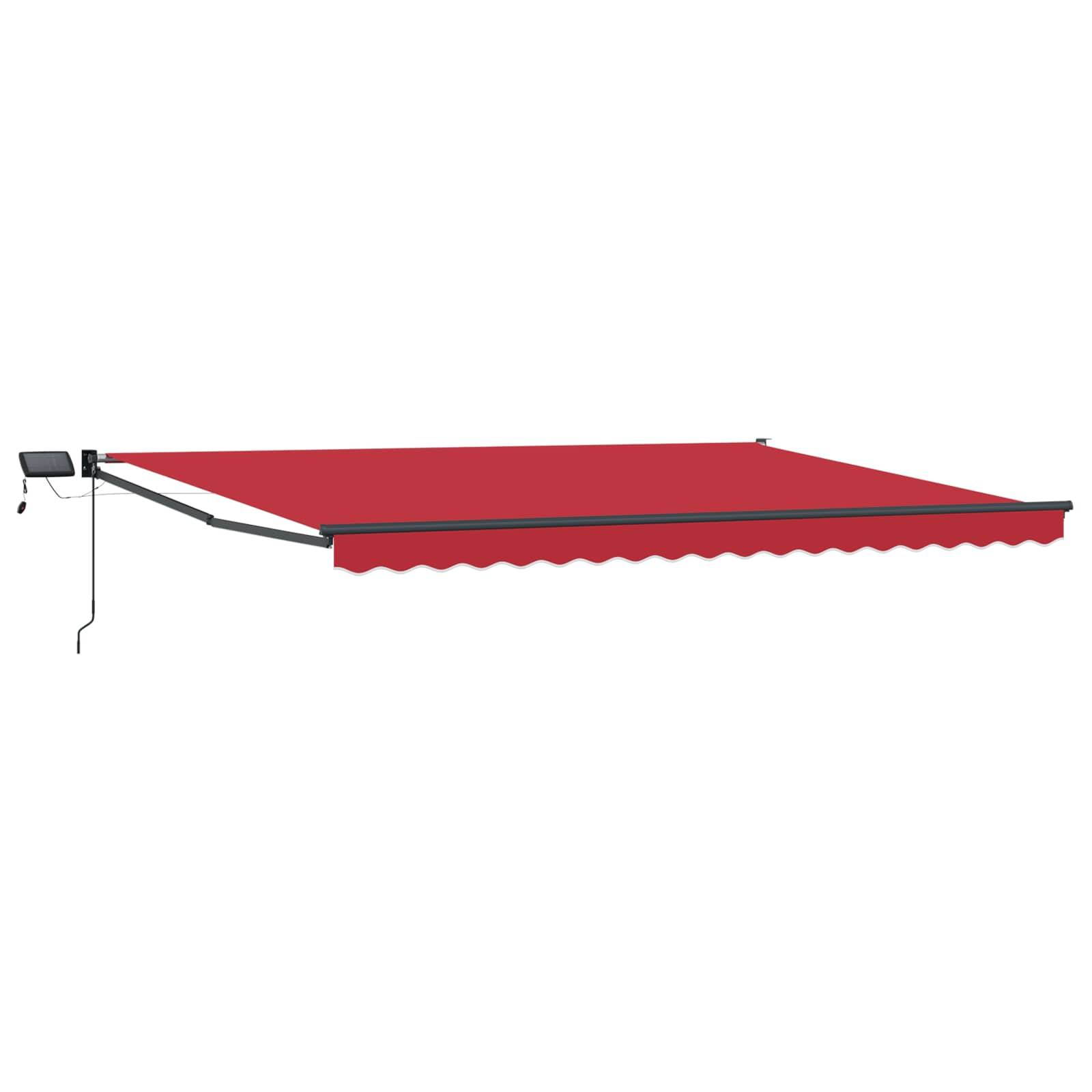 vidaXL Manuelle Gelenkarmmarkise mit LEDs Rot 4 x 3 m