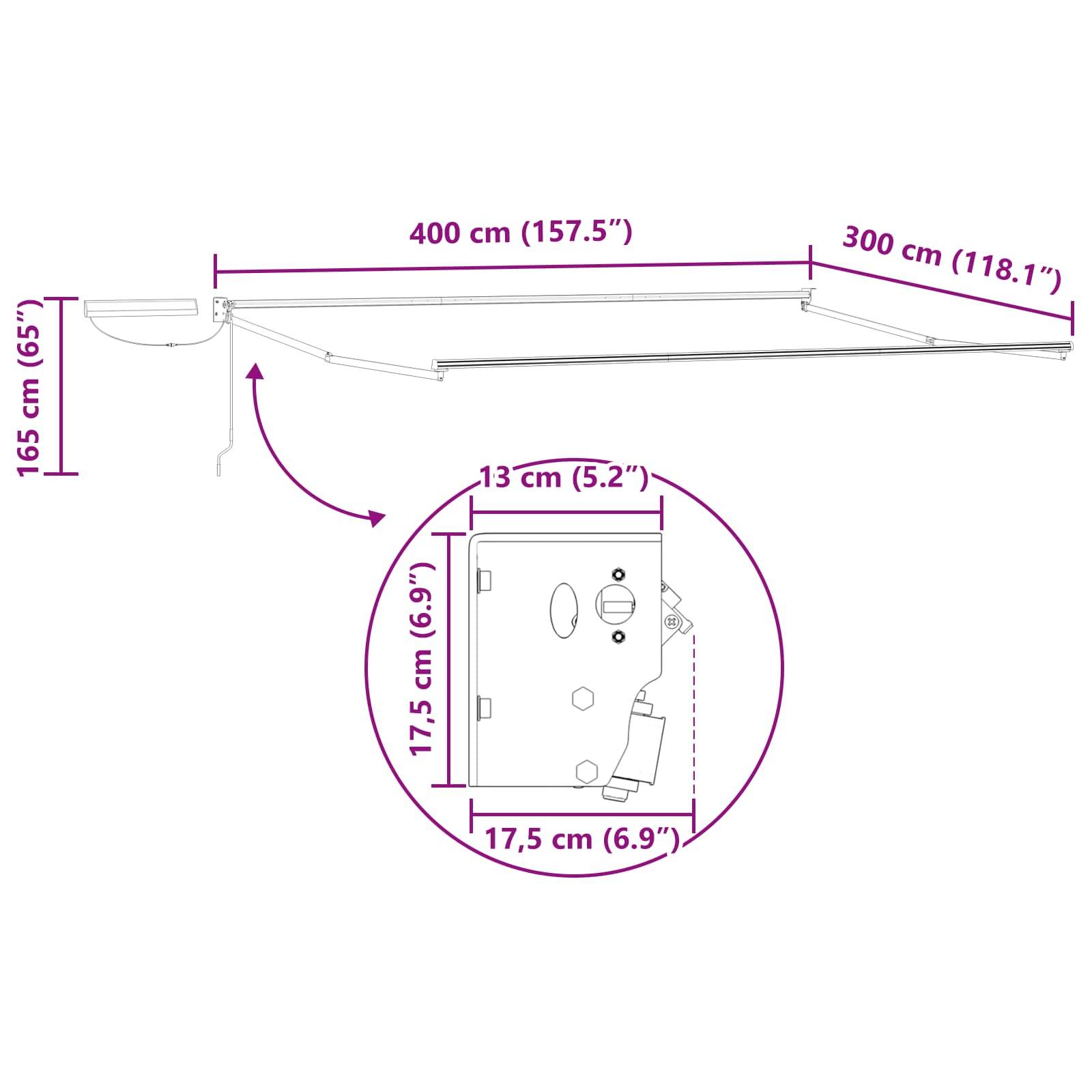 vidaXL Elektrische ausziehbare Markise Creme 4 x 3 m