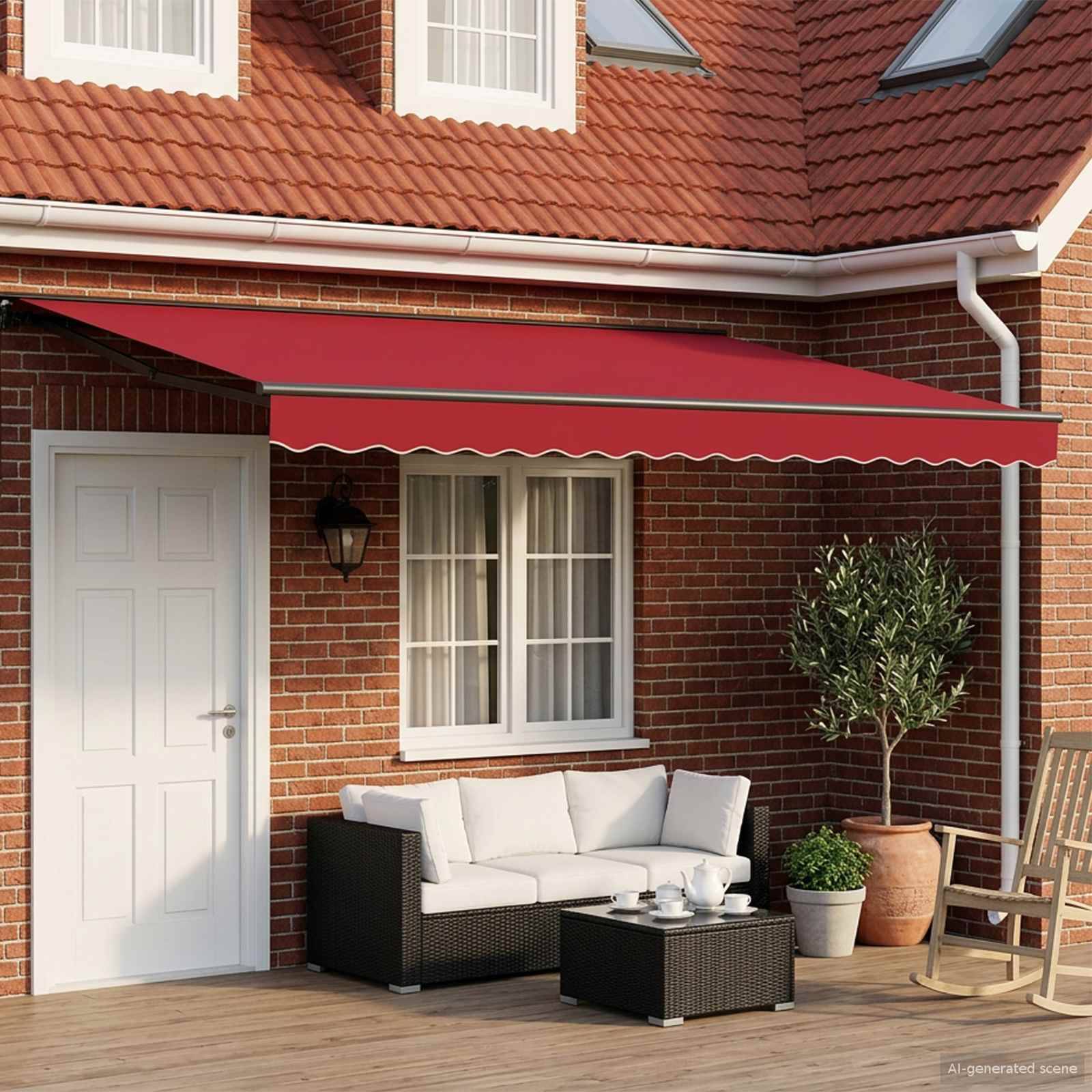 vidaXL Elektrische ausziehbare Markise Rot und Anthrazit 4 × 3,5 m