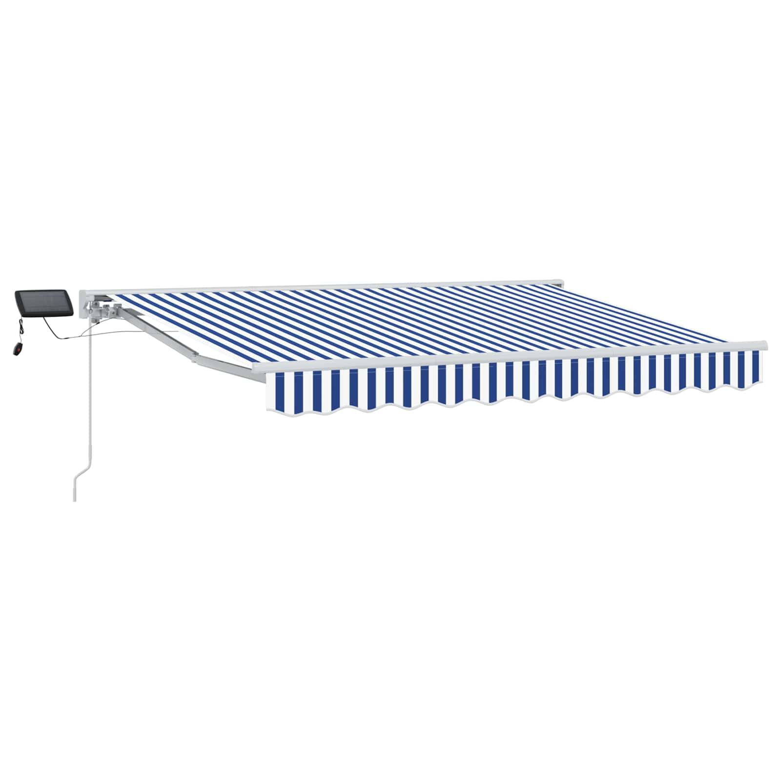 vidaXL Manueller Markisenrahmen mit LEDs Blau und Weiß 3 x 2,5 m
