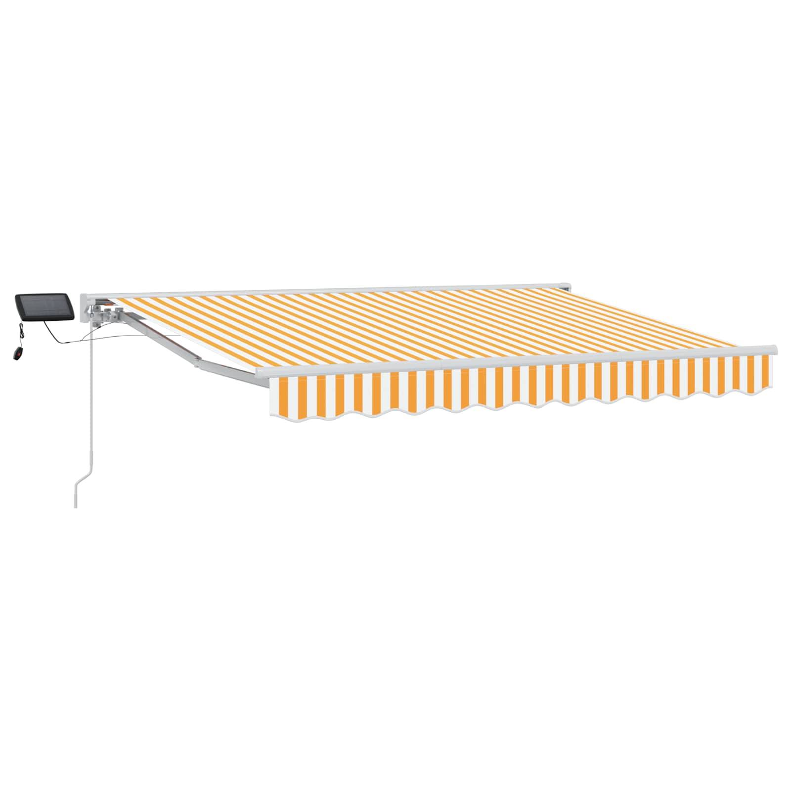 vidaXL Manueller Markisenrahmen mit LEDs Gelb und Weiß 3 x 2,5 m