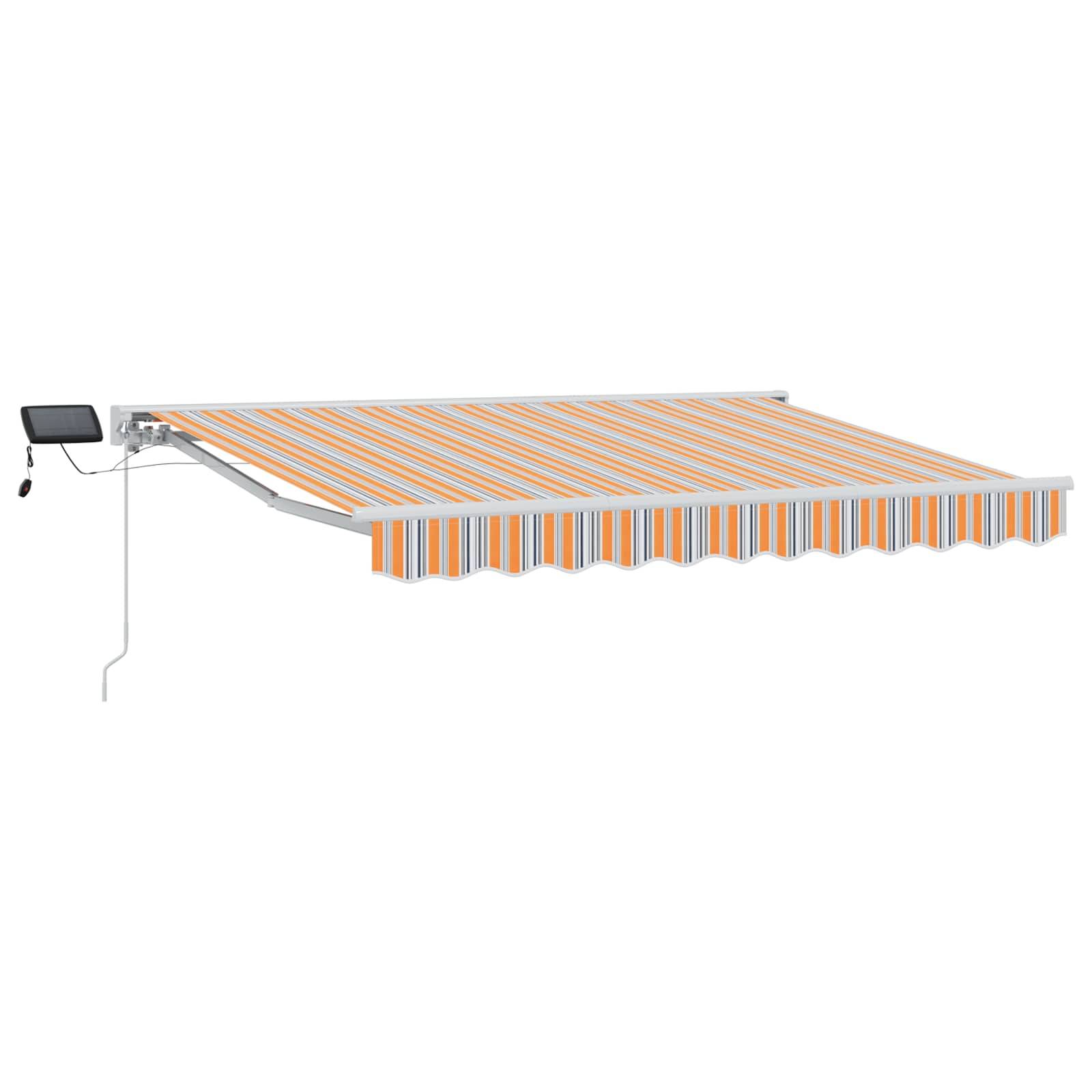 vidaXL Manueller Markisenrahmen mit LEDs Blau und Orange 3,5 x 2,5 m