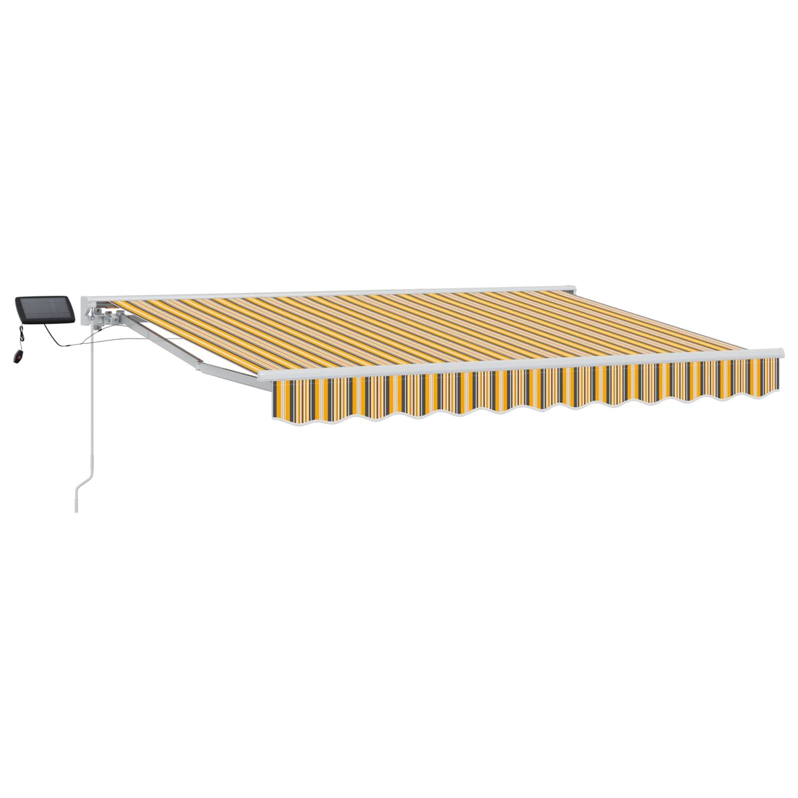 vidaXL Manueller Markisenrahmen mit LEDs Gelb, Grau und Weiß 3 x 2 m