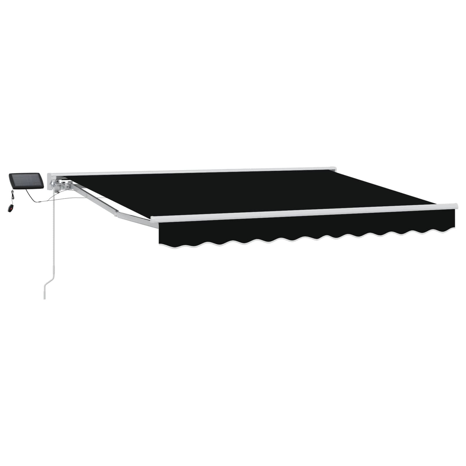 vidaXL Manueller Markisenrahmen mit LEDs Schwarz 3,5 x 2,5 m
