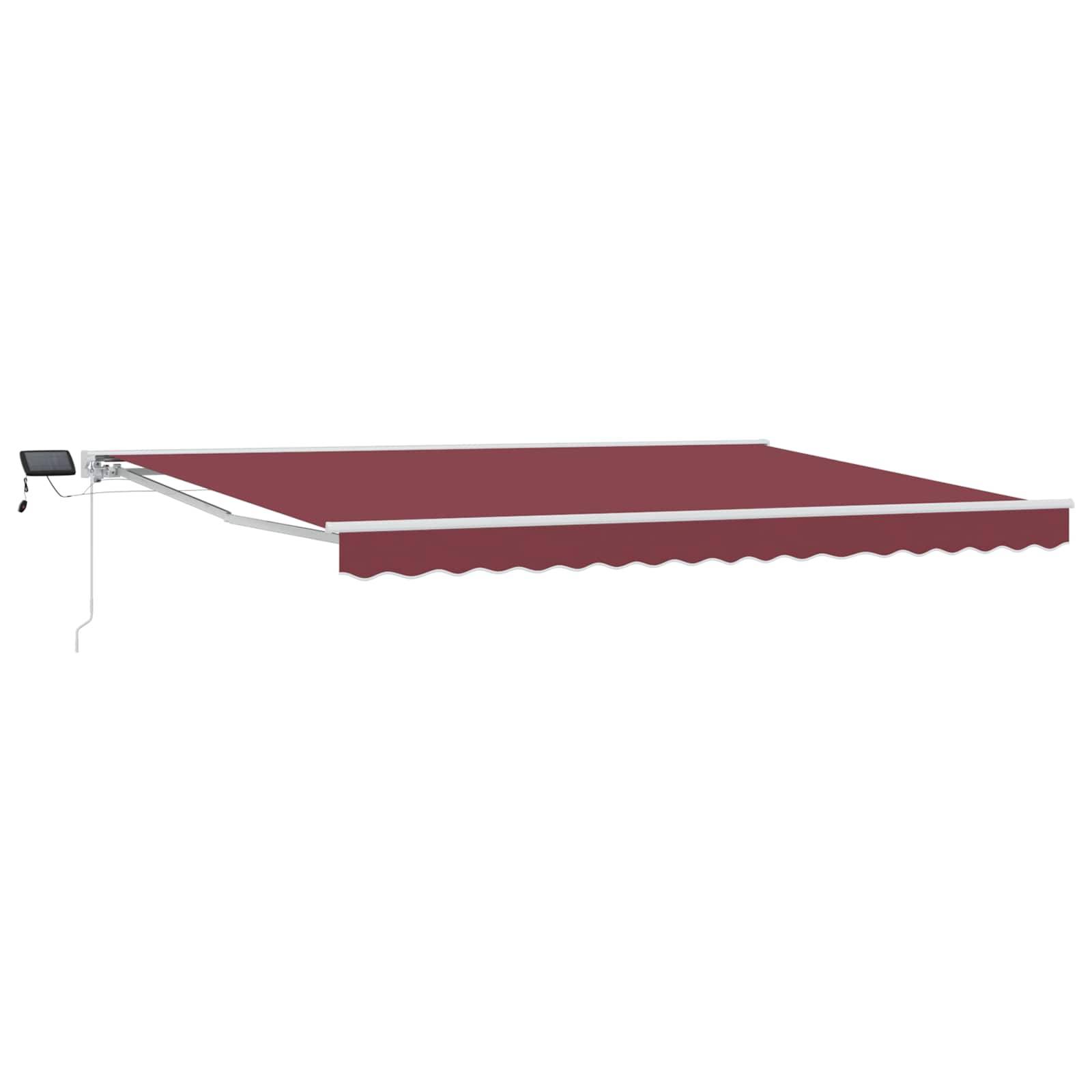 vidaXL Manueller Markisenrahmen mit LEDs Bordeauxrot 5 x 3 m