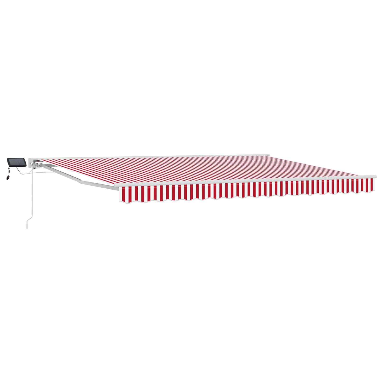 vidaXL Manueller Markisenrahmen mit LEDs Rot und Weiß 4,5 x 3,5 m