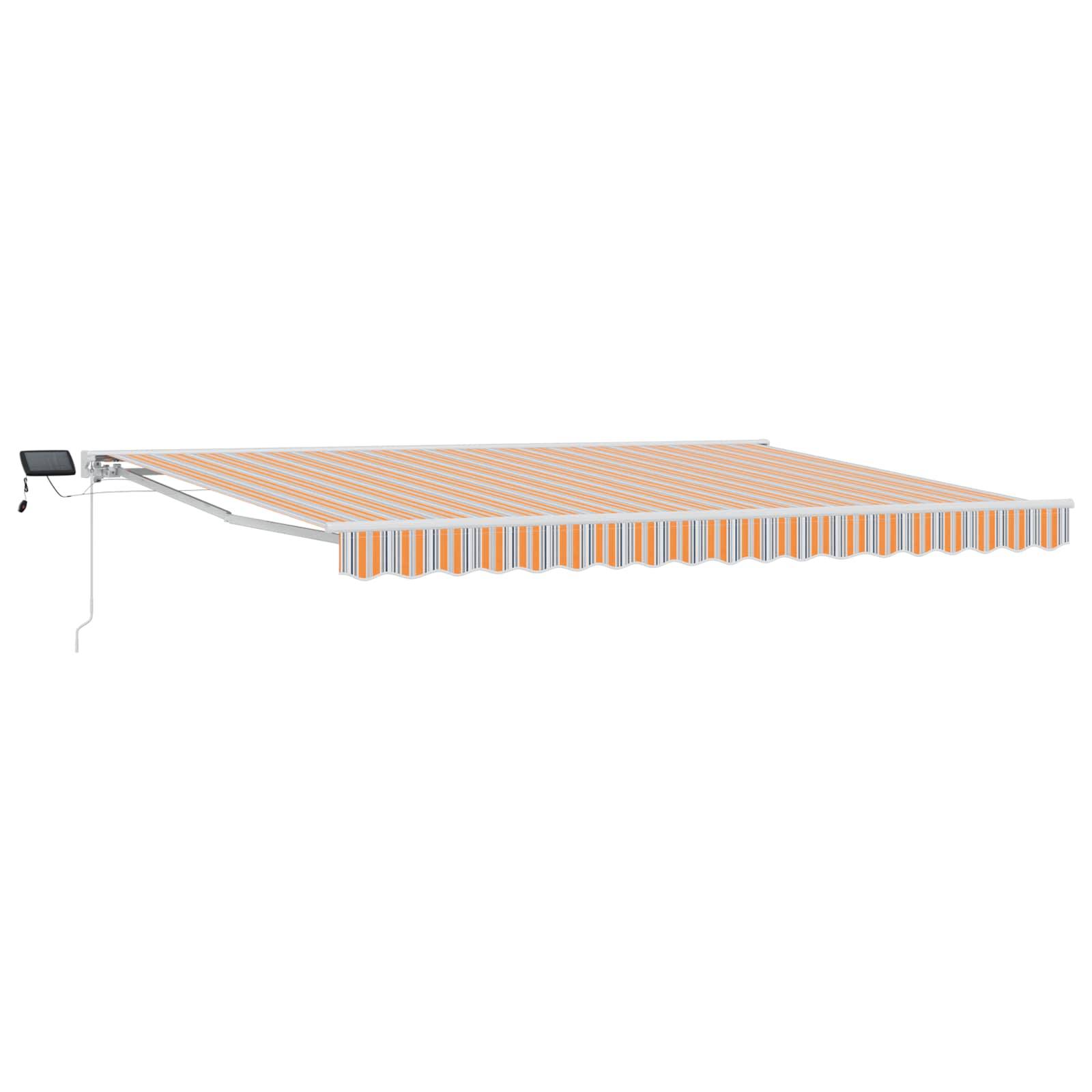 vidaXL Manueller Markisenrahmen mit LEDs Blau, Orange, Weiß 5 x 3,5 m