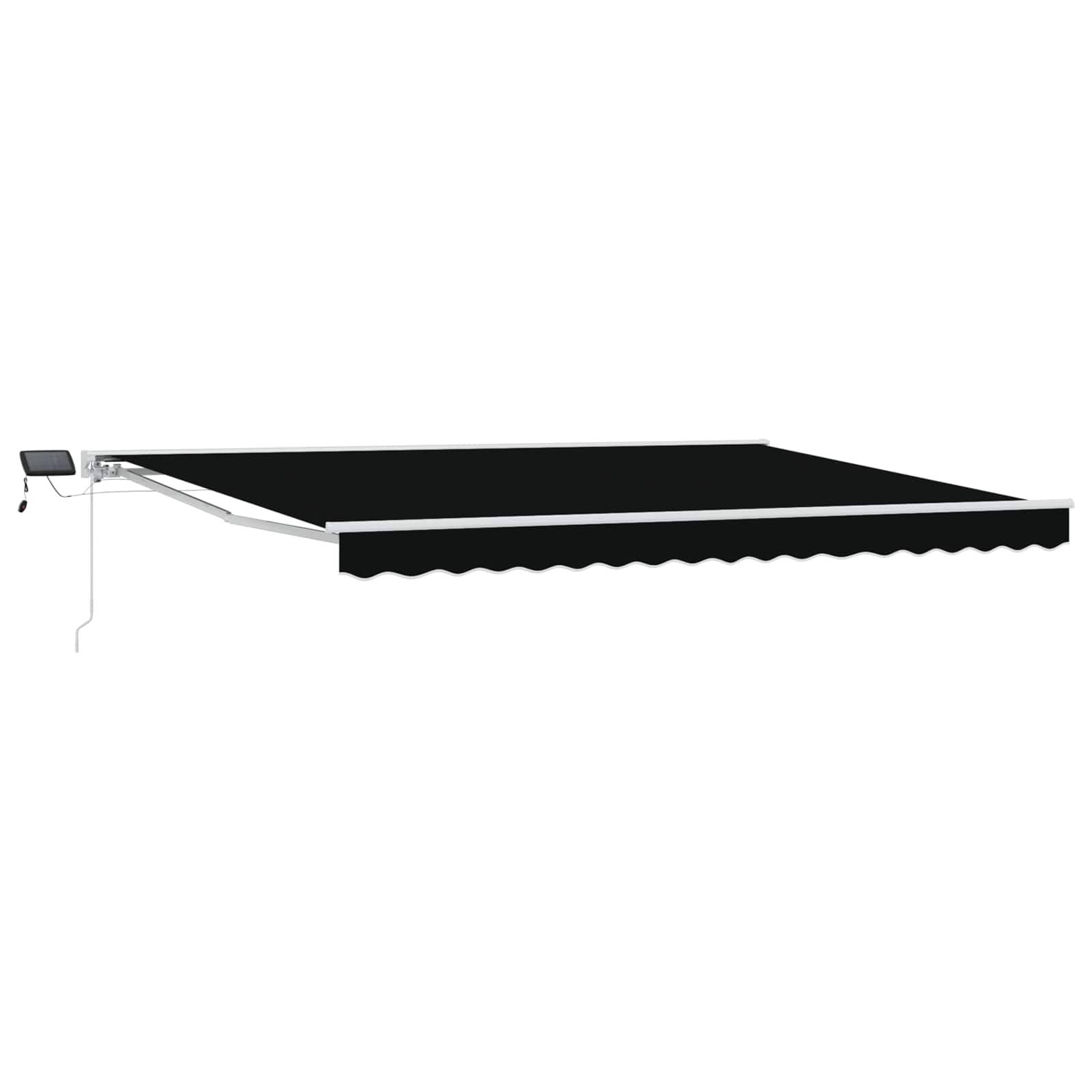 vidaXL Manueller Markisenrahmen mit LEDs Schwarz 4 x 3 m