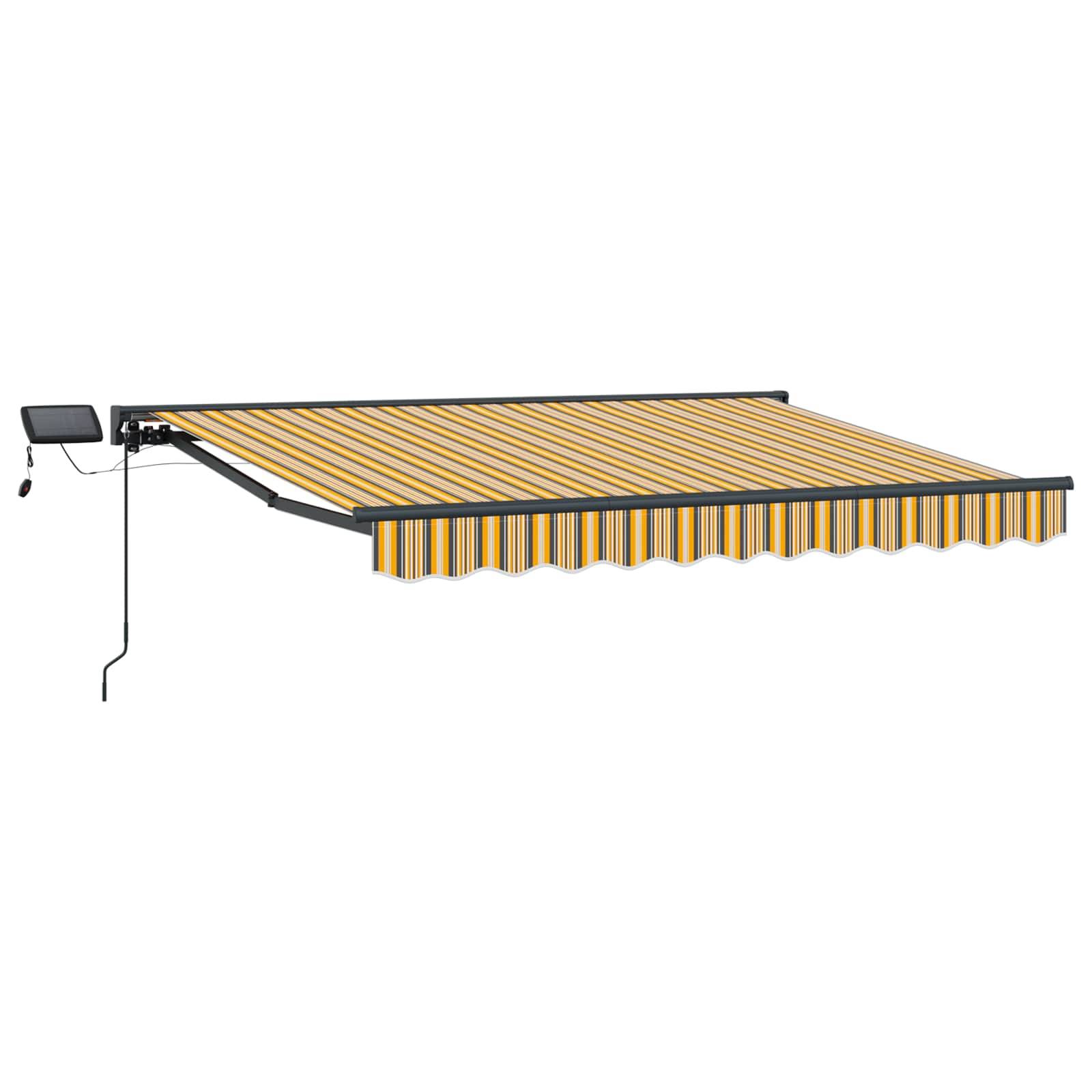 vidaXL Manueller Markisenrahmen mit LEDs Gelb und Grau 3 x 2,5 m