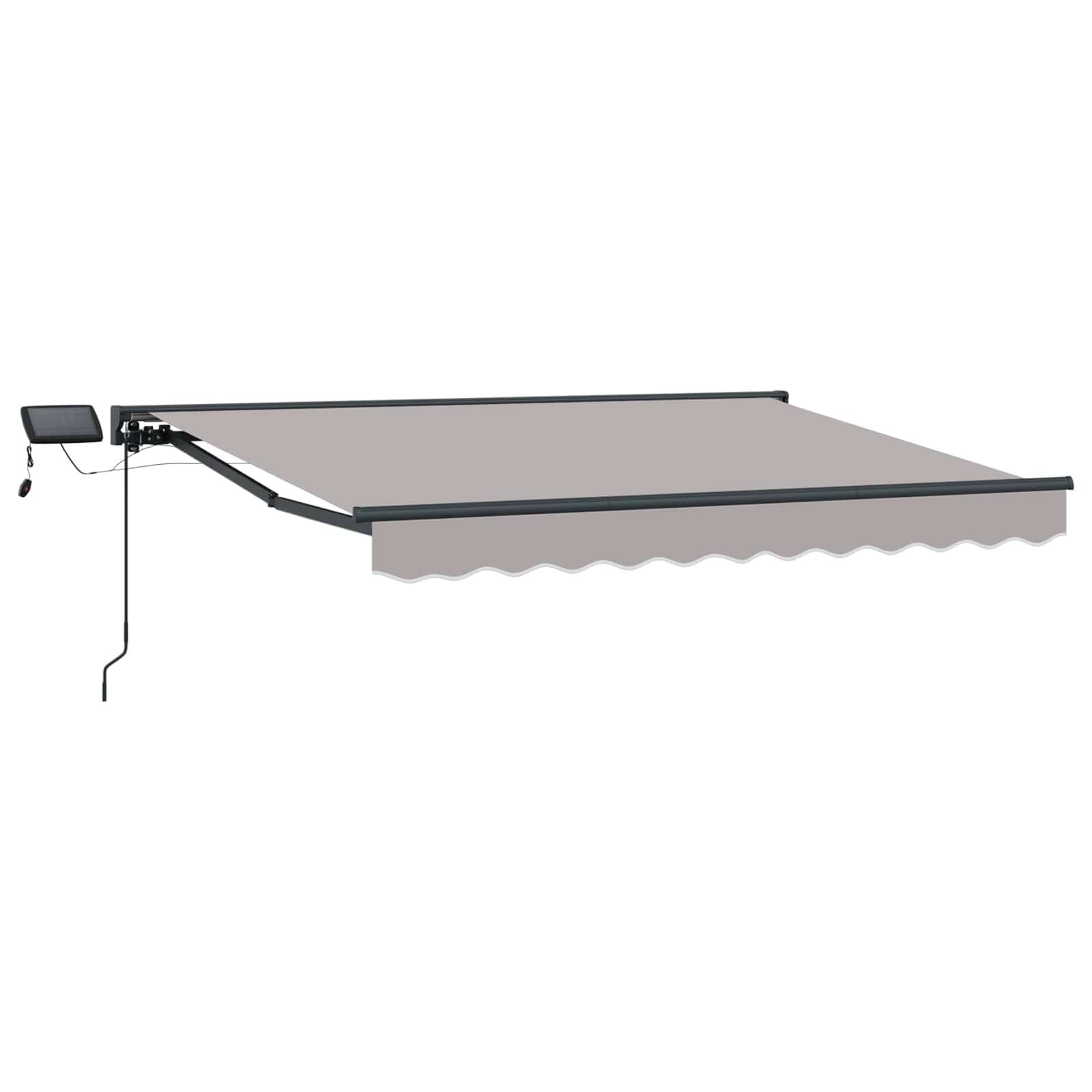 vidaXL Manueller Markisenrahmen mit LEDs Hellgrau 3,5 x 2,5 m