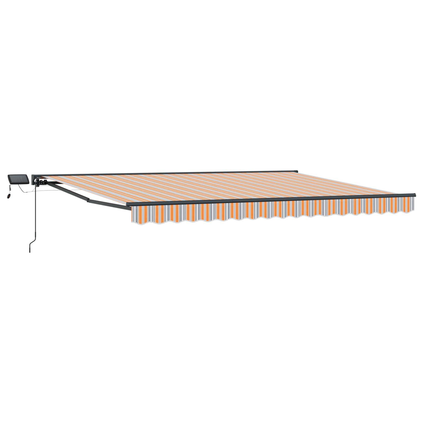 vidaXL Manueller Markisenrahmen mit LEDs Blau und Orange 4 x 3 m