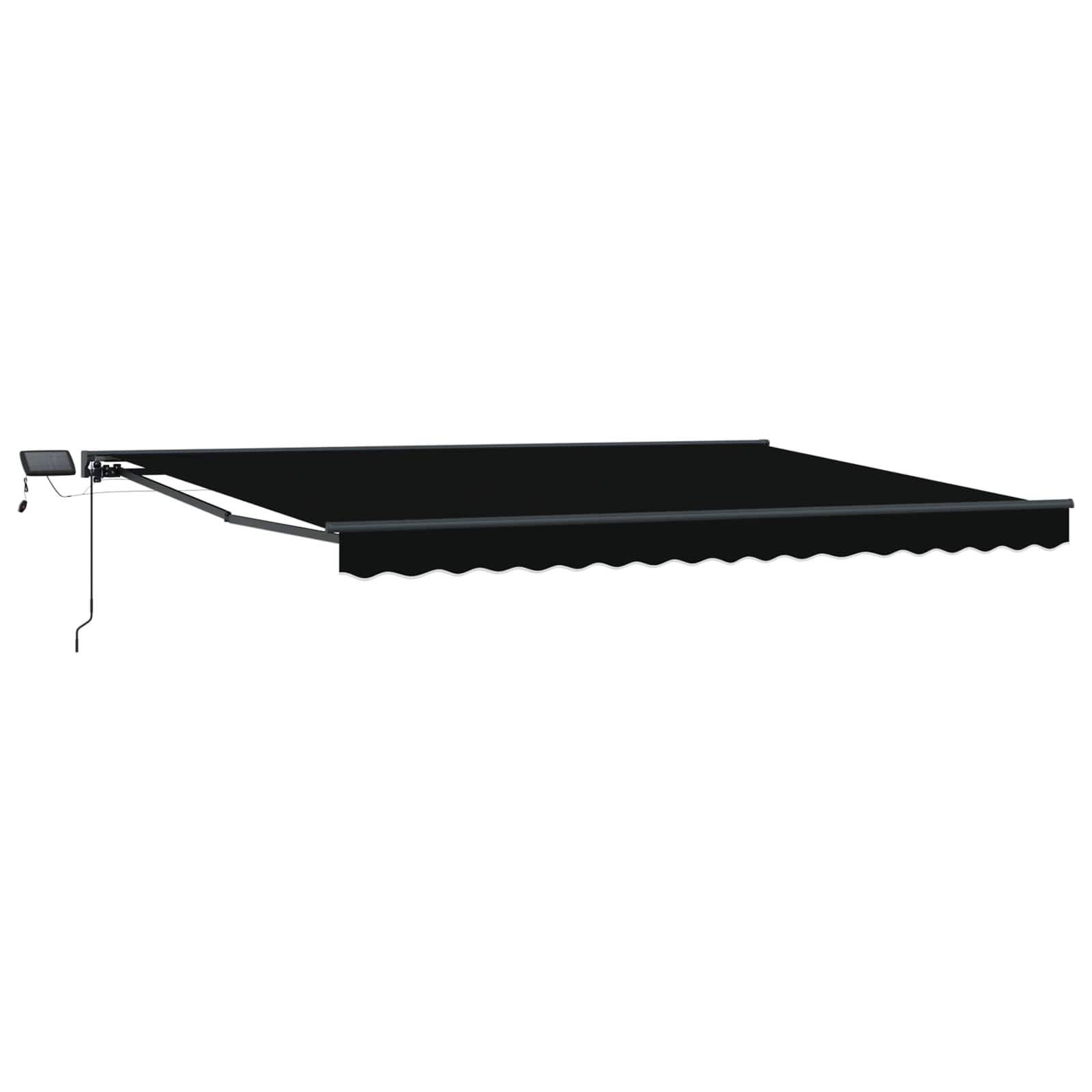 vidaXL Manueller Markisenrahmen mit LEDs Schwarz 4 x 3 m