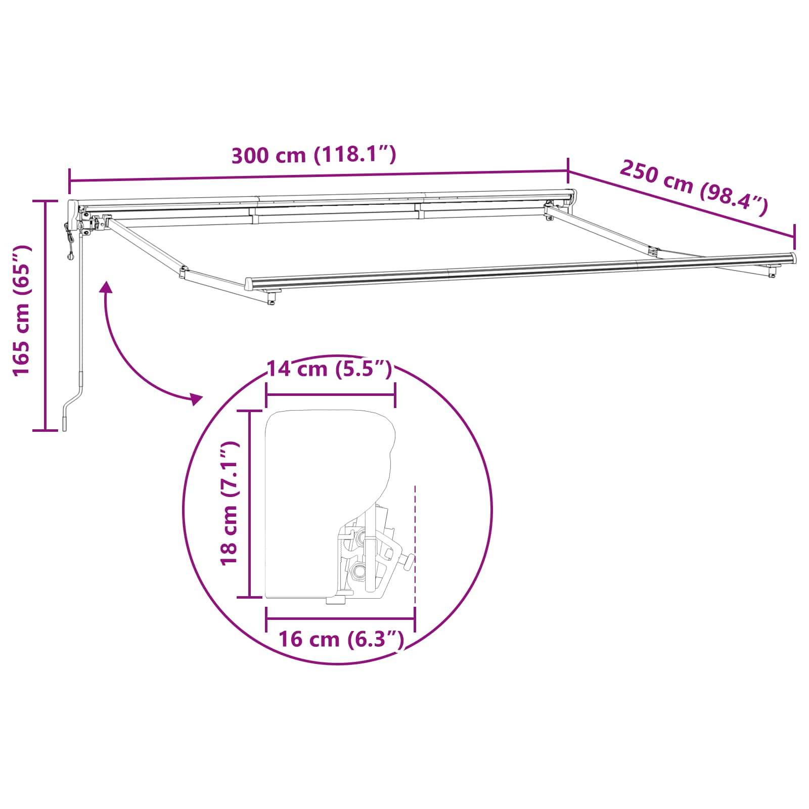 vidaXL Elektrische ausziehbare Markise Beige 3 x 2,5 m
