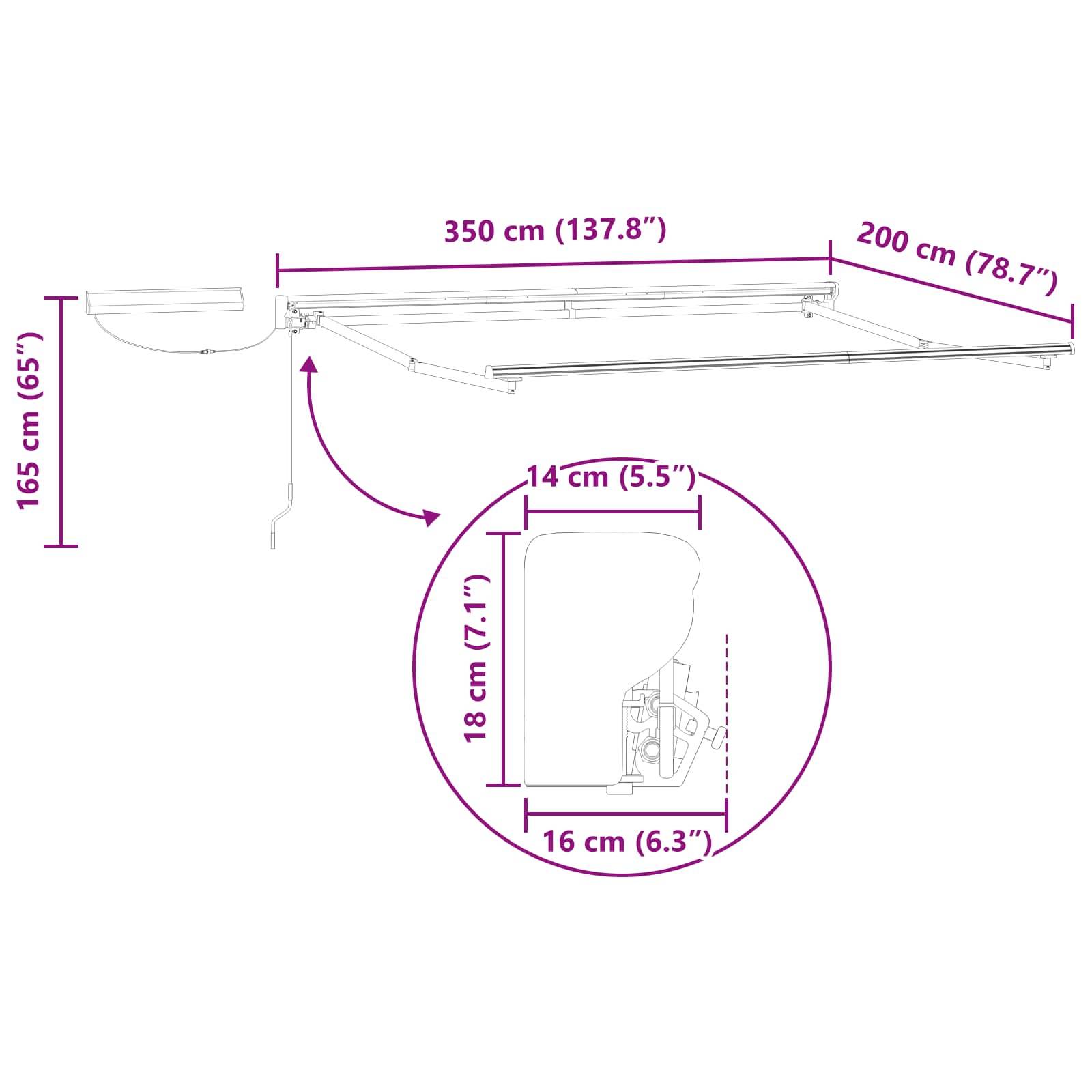 vidaXL Elektrische ausziehbare Markise Gelb und Weiß 3,5 x 2 m