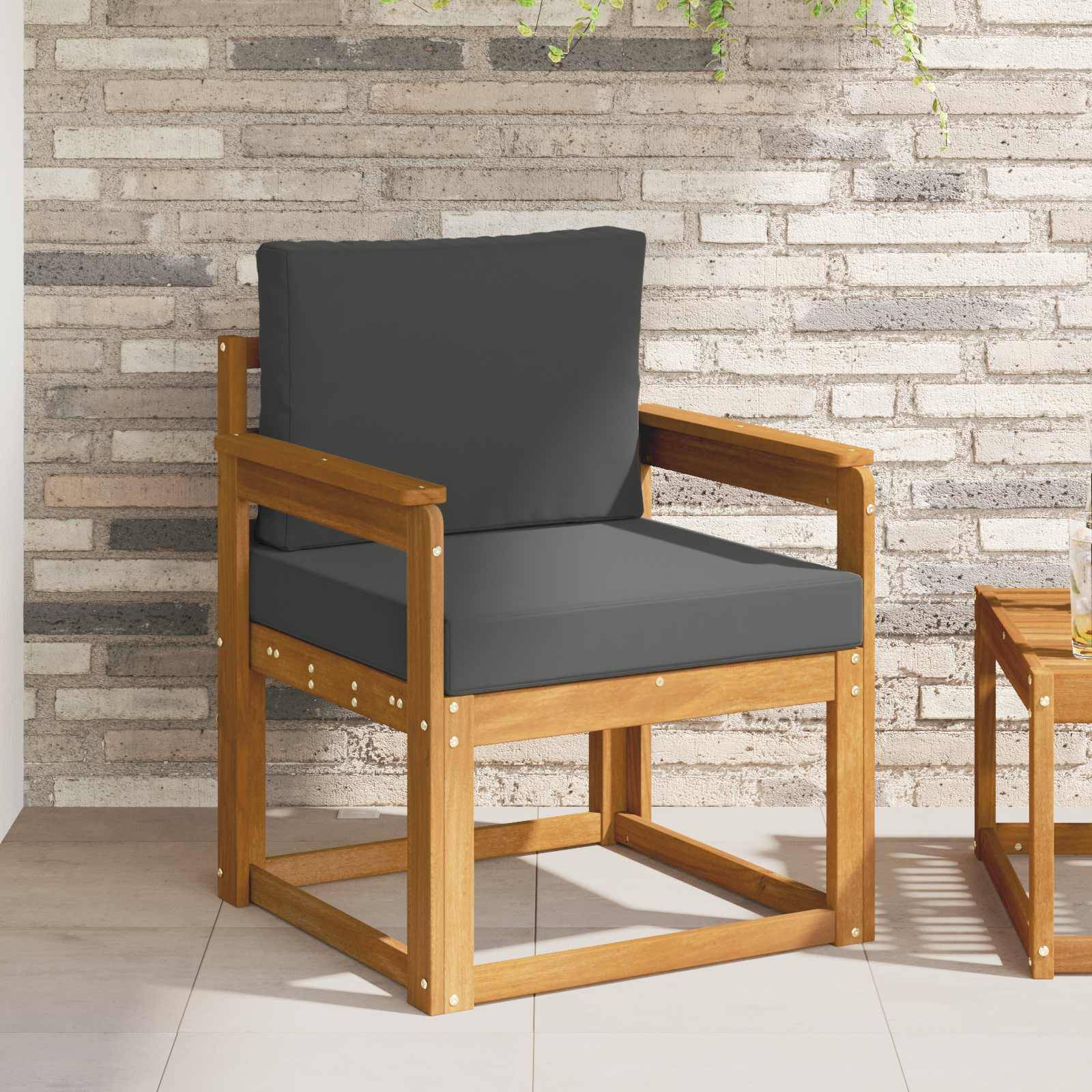 vidaXL Outdoor-Sofa Massives Akazienholz und Polyester Natur
