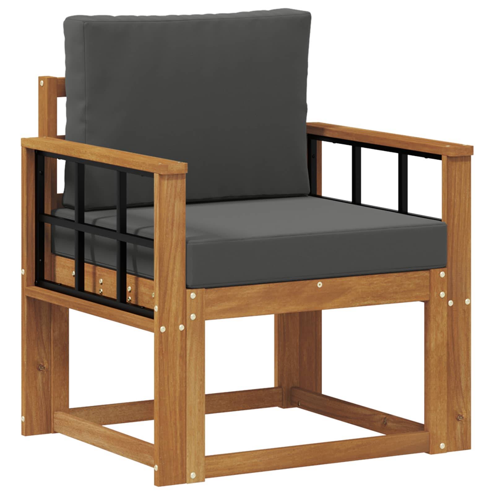 vidaXL Outdoor-Sofa Massives Akazienholz und Polyester Natur