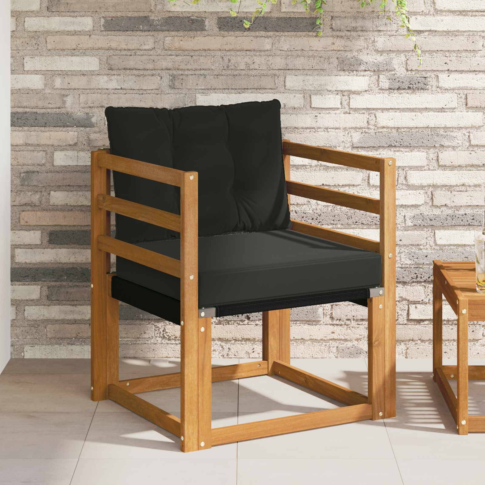 vidaXL 2 Stück Outdoor-Sofagarnitur Massives Akazienholz und Textilene
