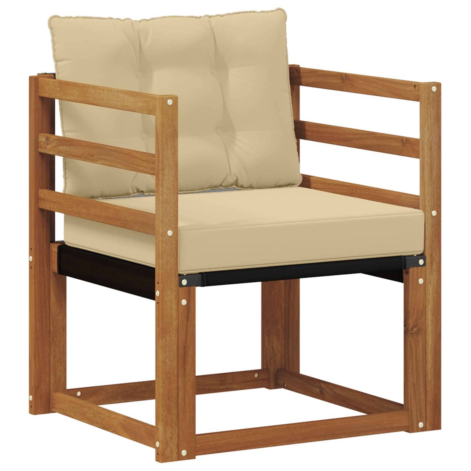 vidaXL Outdoor-Sofa Massives Akazienholz und Textilene Natur