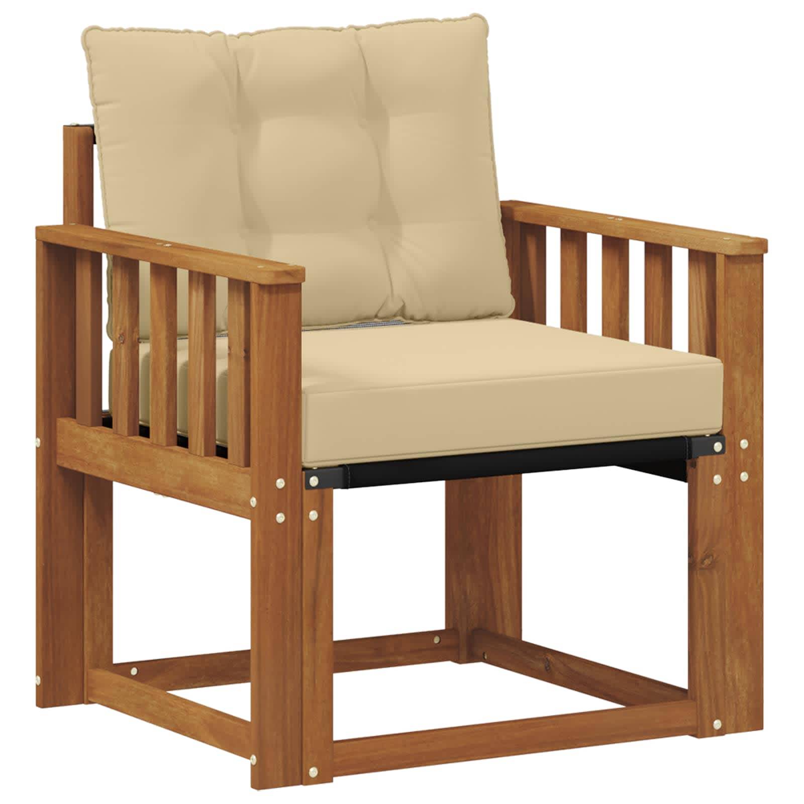 vidaXL Outdoor-Sofa Massives Akazienholz und Textilene Natur