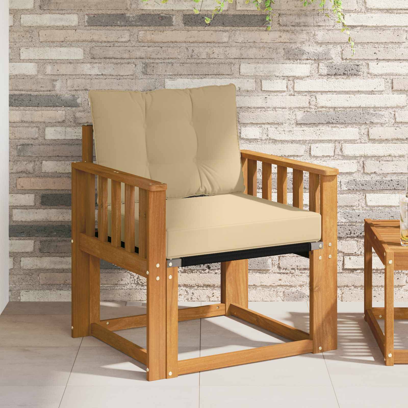 vidaXL Outdoor-Sofa Massives Akazienholz und Textilene Natur