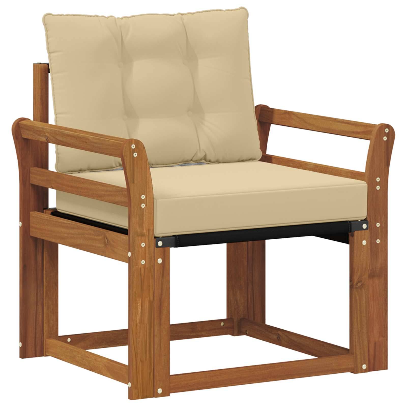 vidaXL Outdoor-Sofa Massives Akazienholz und Textilene Natur