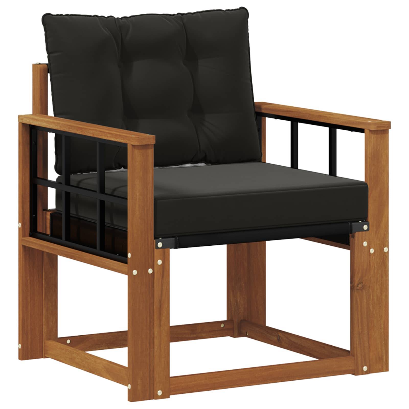 vidaXL 2 Stück Outdoor-Sofagarnitur Massives Akazienholz und Textilene