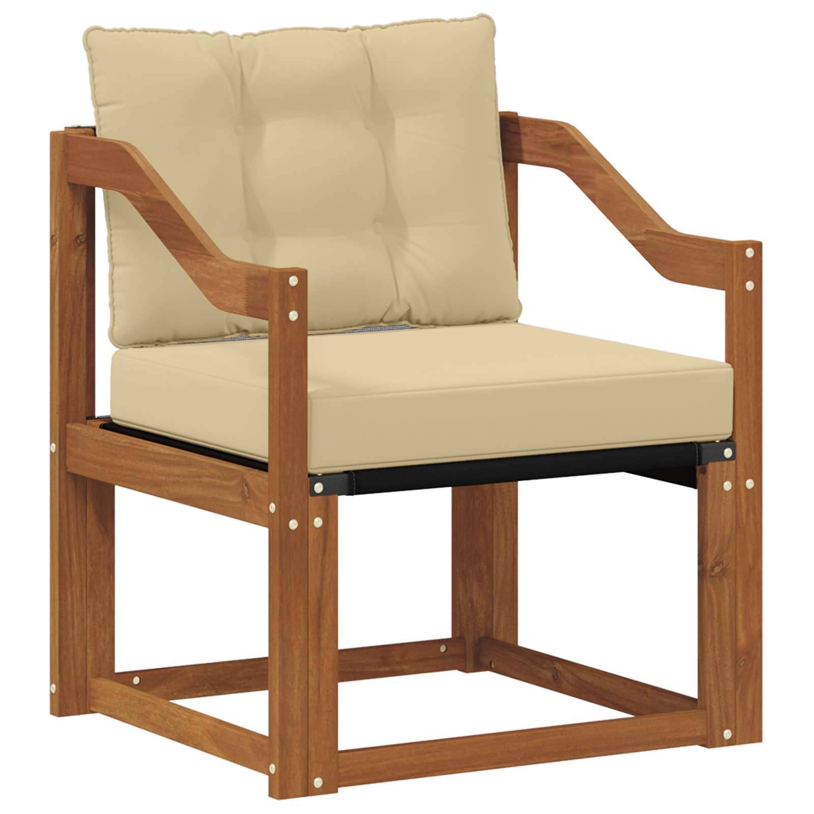 vidaXL Outdoor-Sofa Massives Akazienholz und Textilene Natur