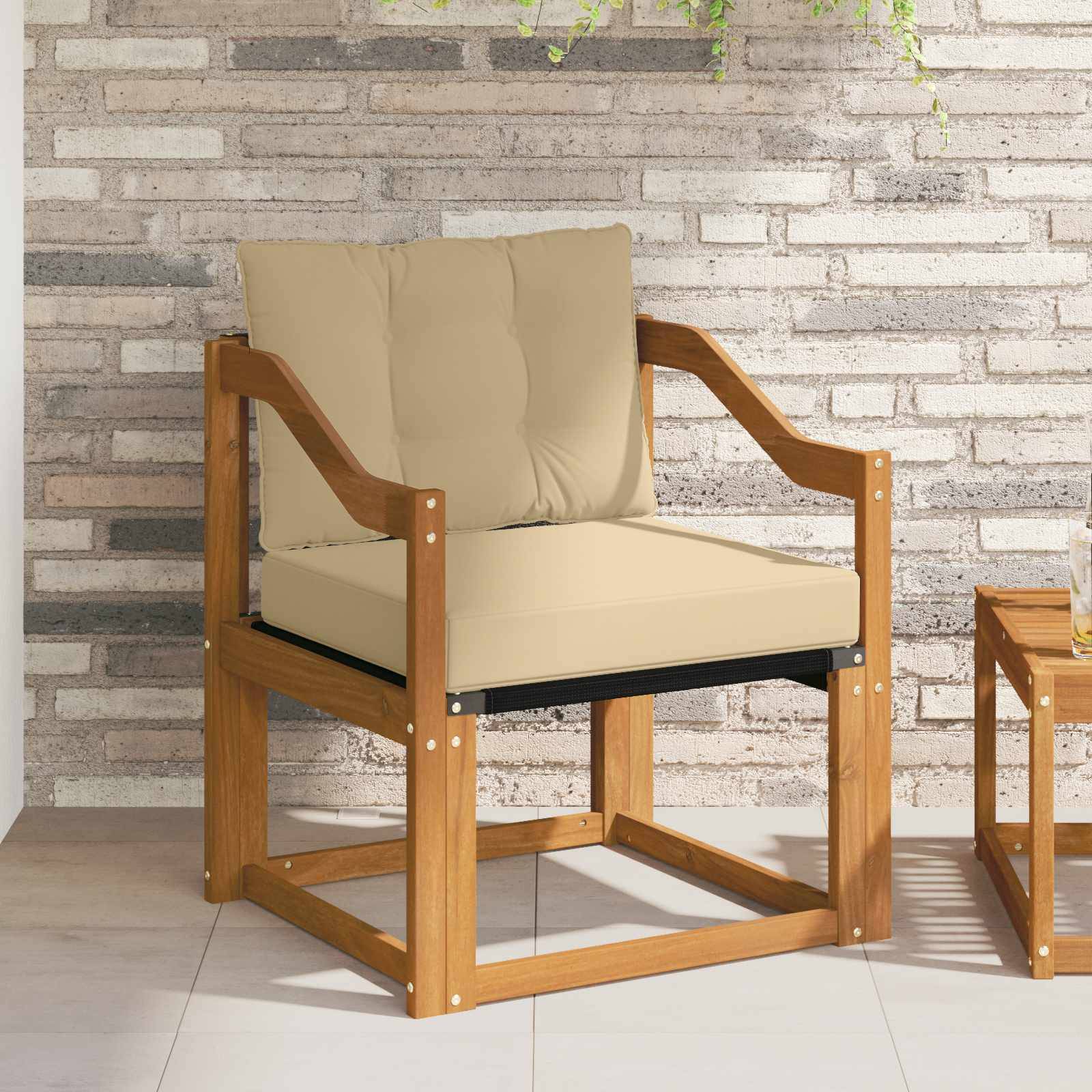 vidaXL Outdoor-Sofa Massives Akazienholz und Textilene Natur
