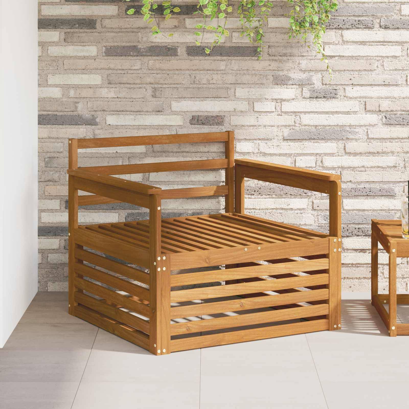 vidaXL 2 Stück Sofa mit Armlehnen Massivholz Akazie Natur
