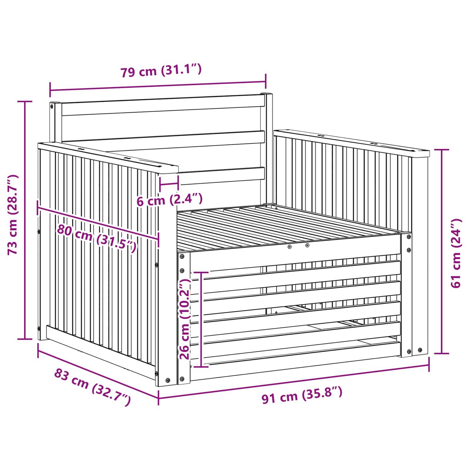 vidaXL Outdoor-Sofa Massivholz Akazie Weiß